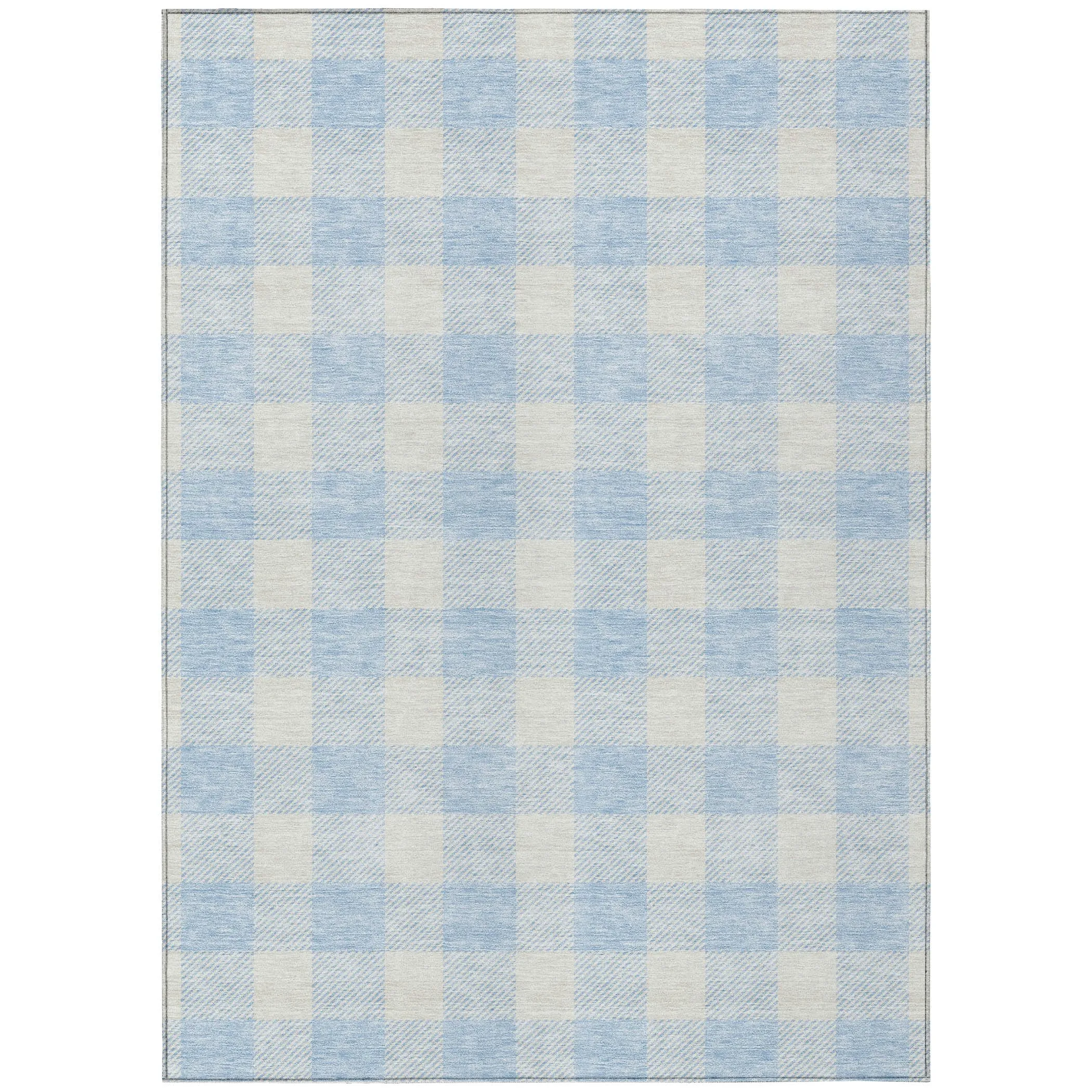 Machine Washable Indoor/ Outdoor Chantille Plaid Rug