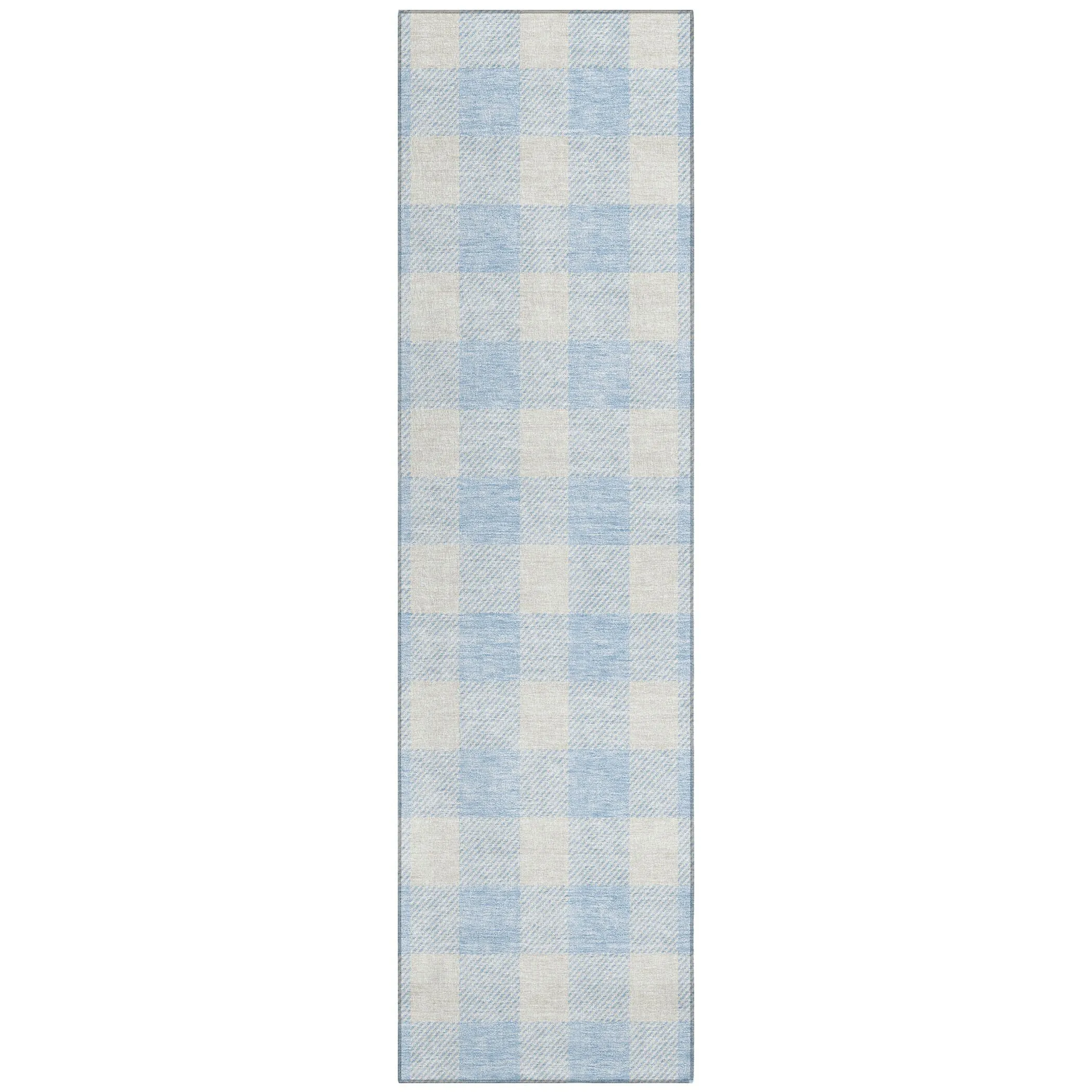 Machine Washable Indoor/ Outdoor Chantille Plaid Rug