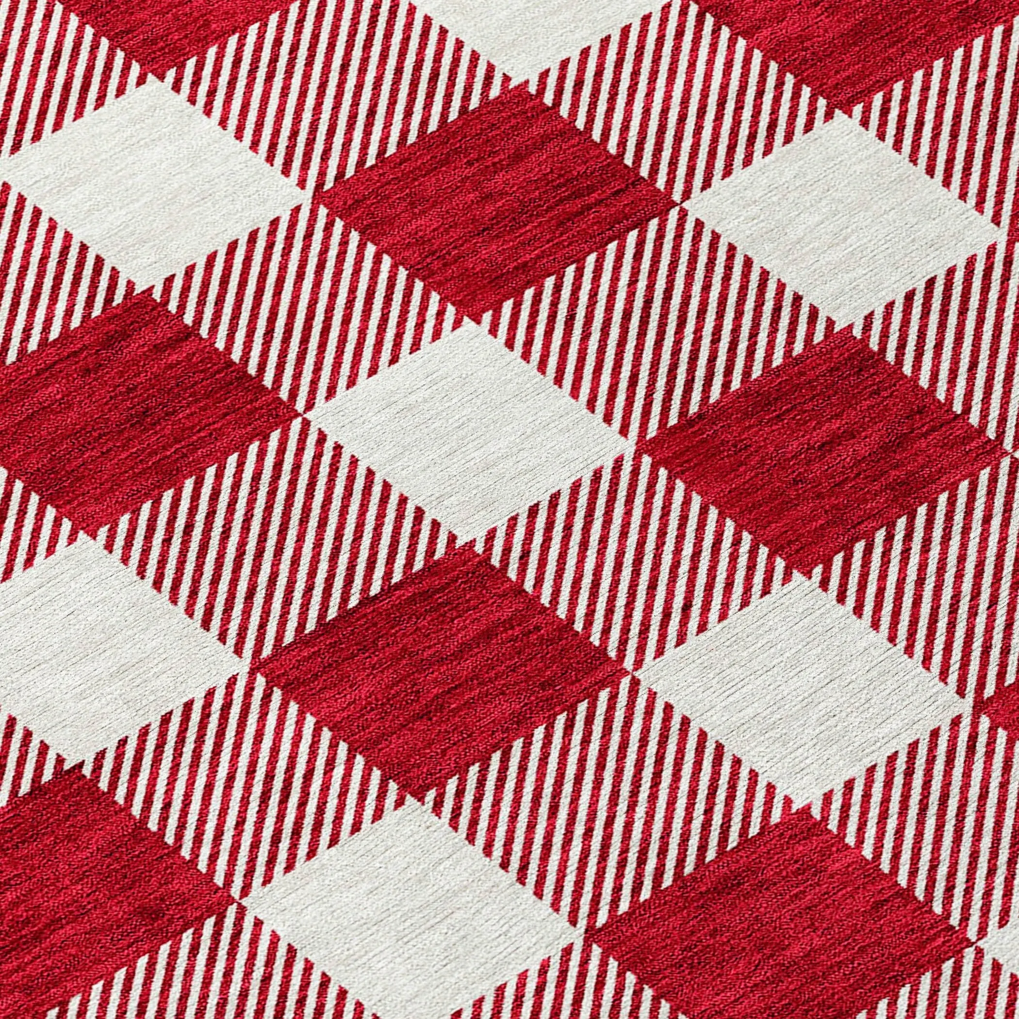 Machine Washable Indoor/ Outdoor Chantille Plaid Rug