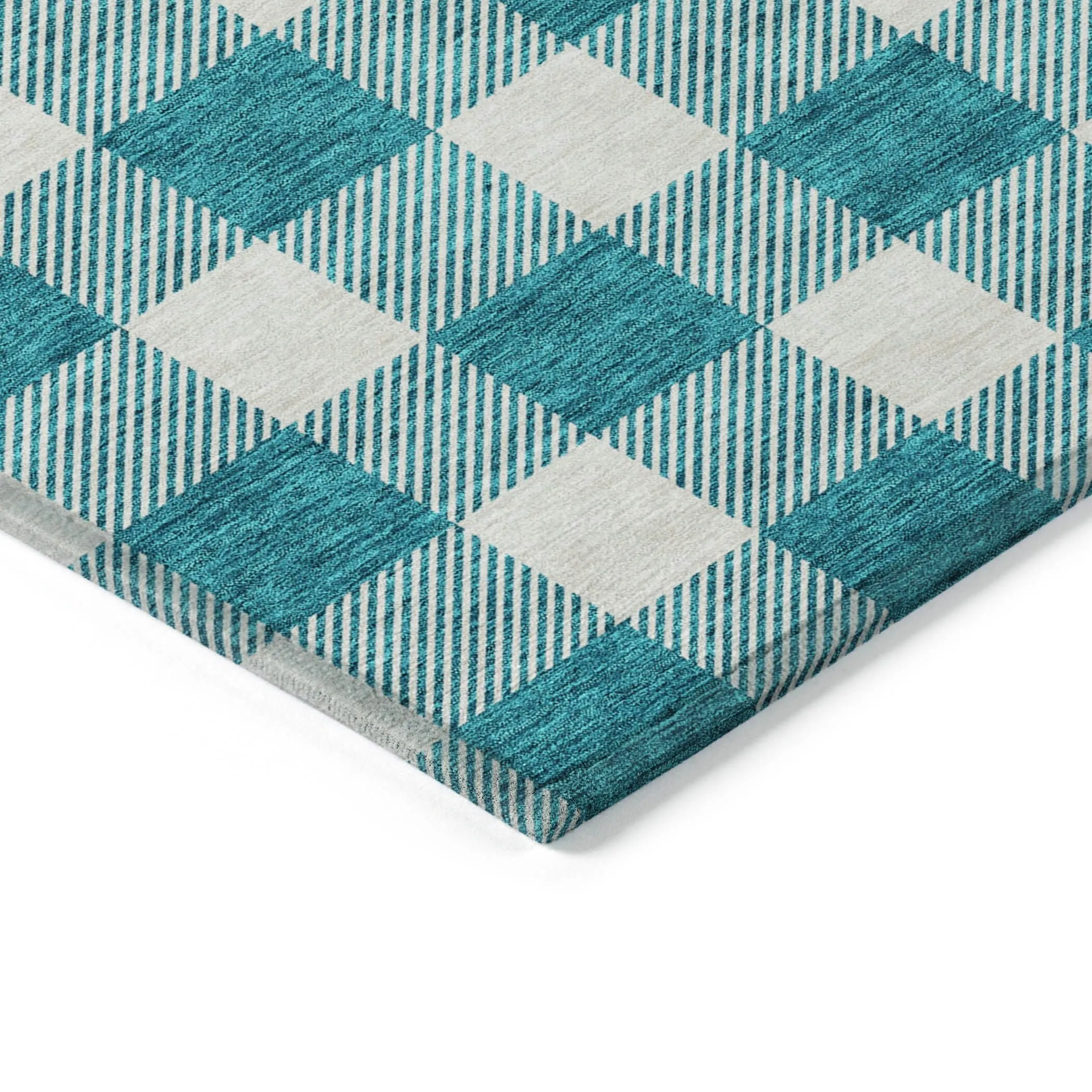 Machine Washable Indoor/ Outdoor Chantille Plaid Rug
