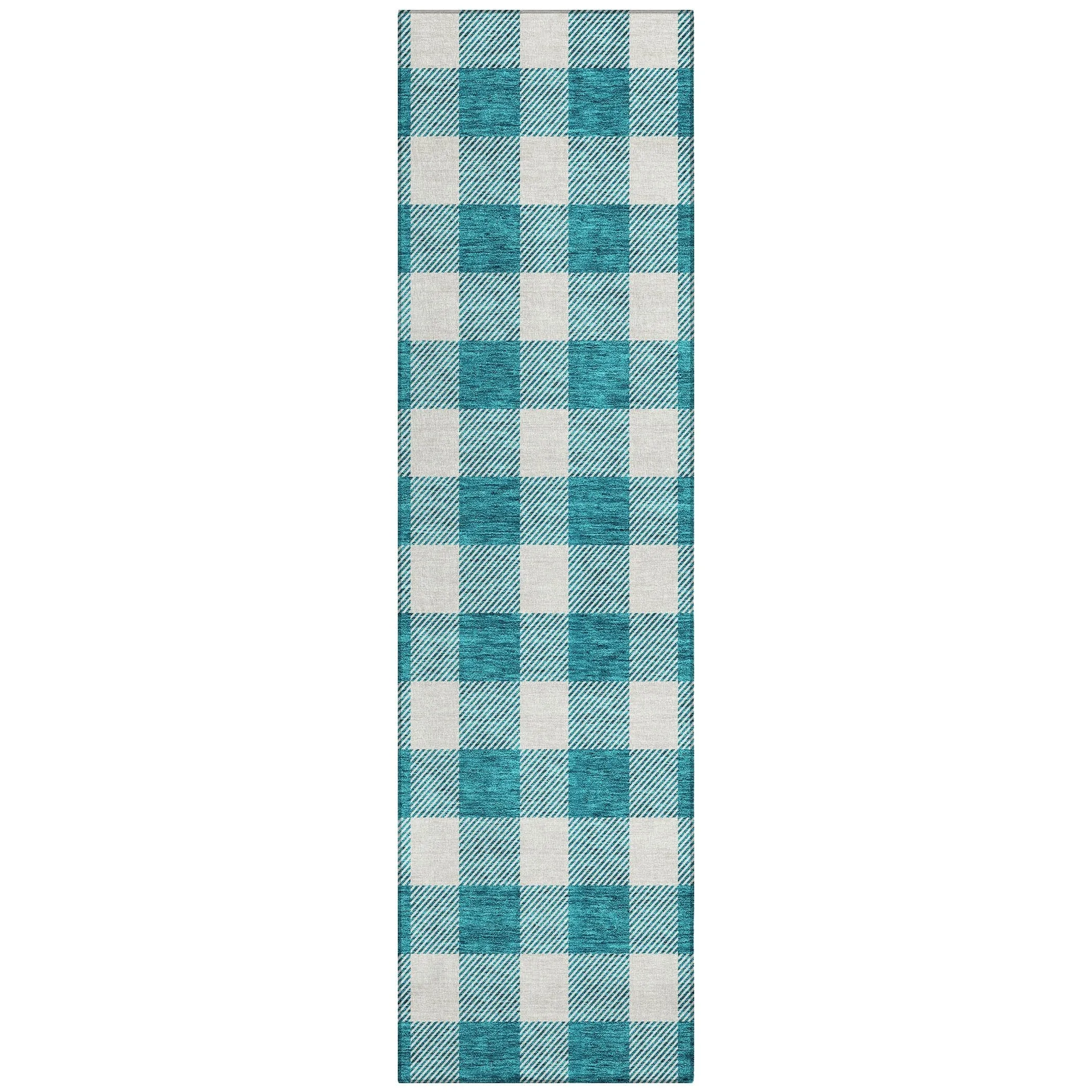 Machine Washable Indoor/ Outdoor Chantille Plaid Rug