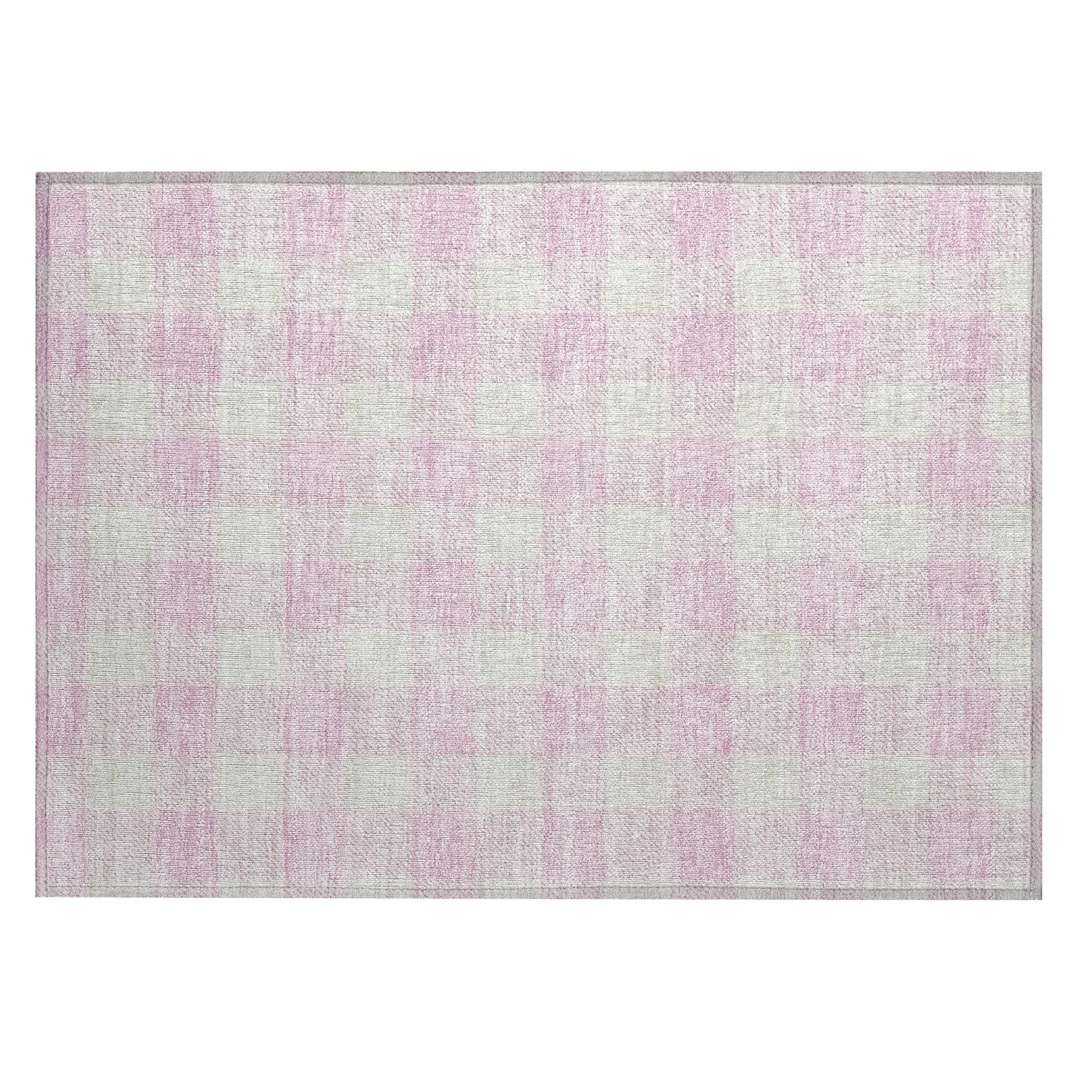 Machine Washable Indoor/ Outdoor Chantille Plaid Rug