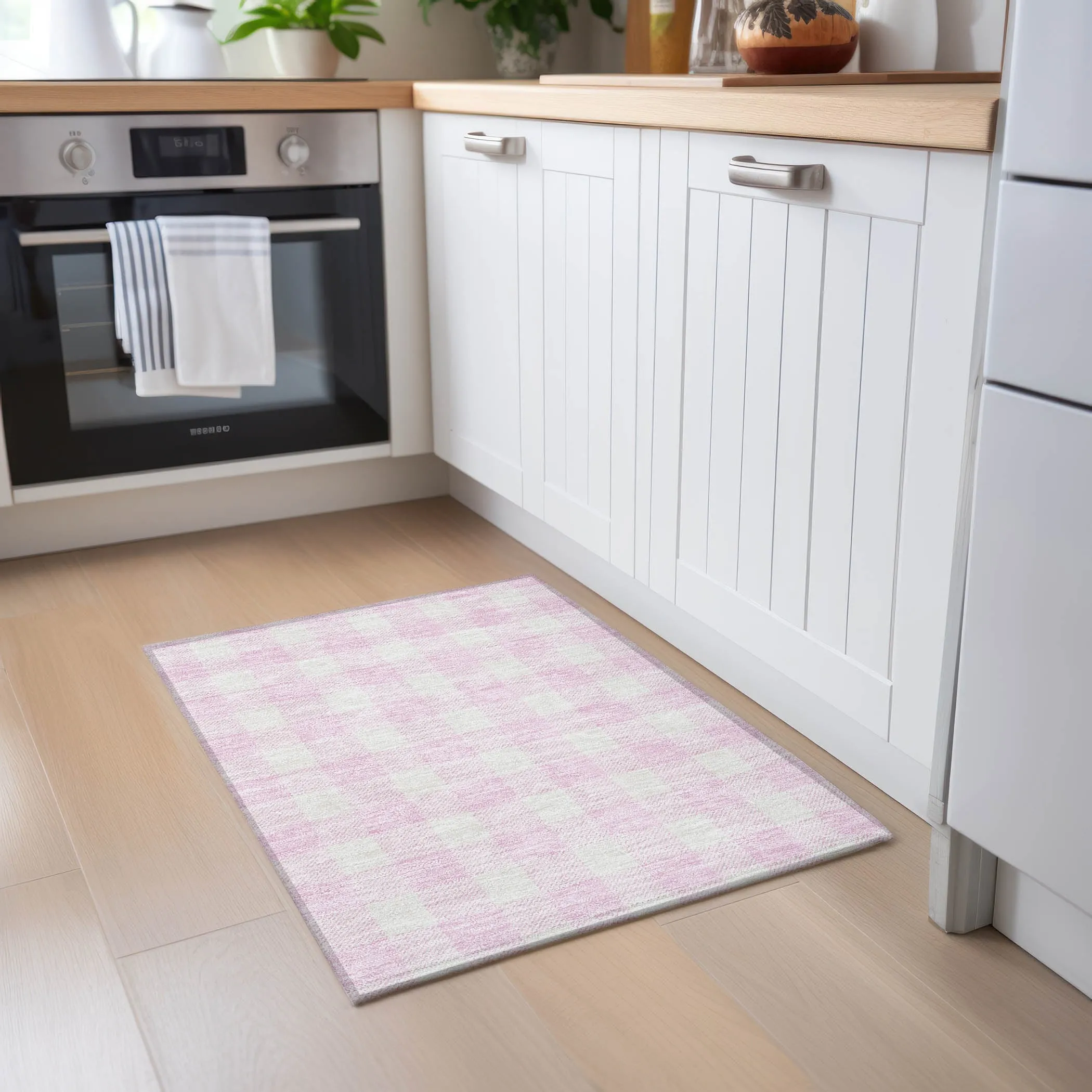 Machine Washable Indoor/ Outdoor Chantille Plaid Rug