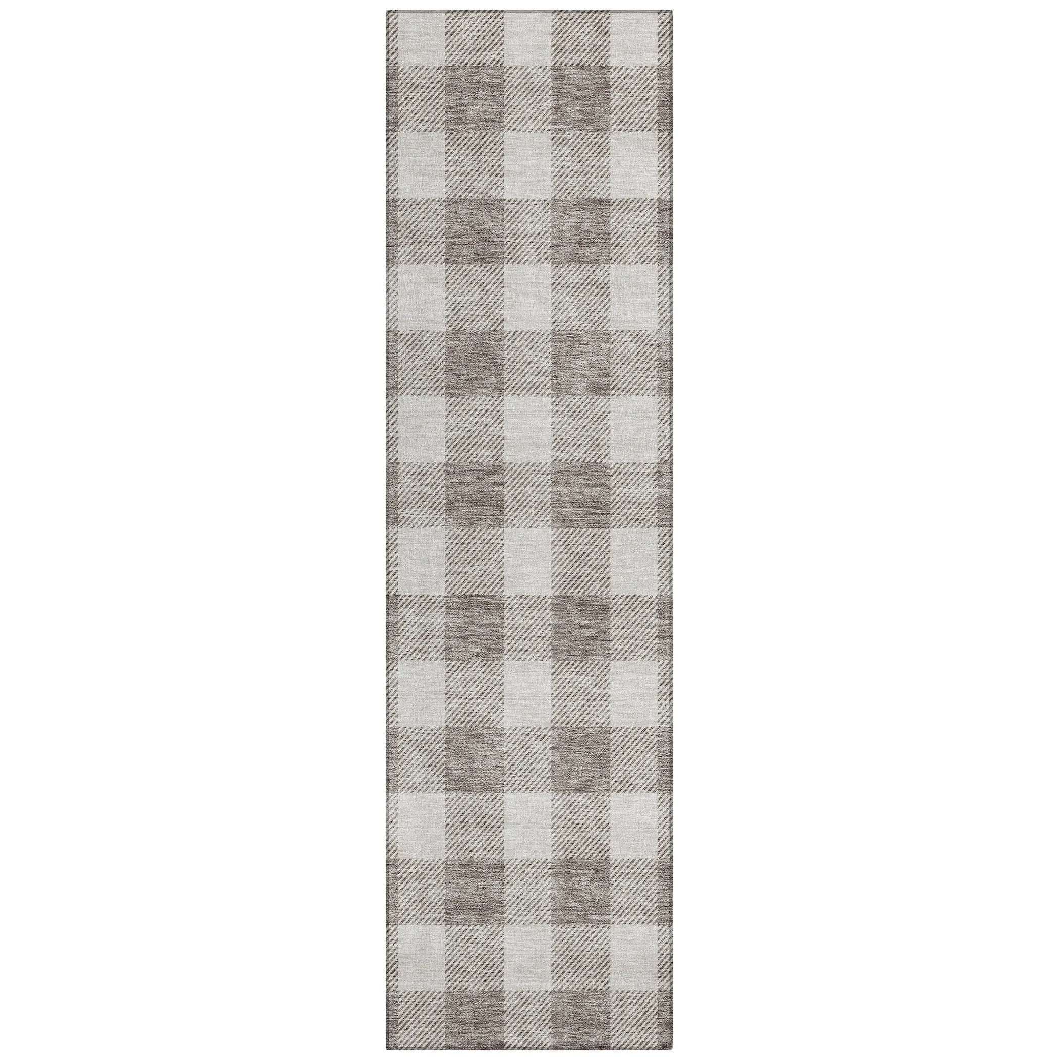 Machine Washable Indoor/ Outdoor Chantille Plaid Rug