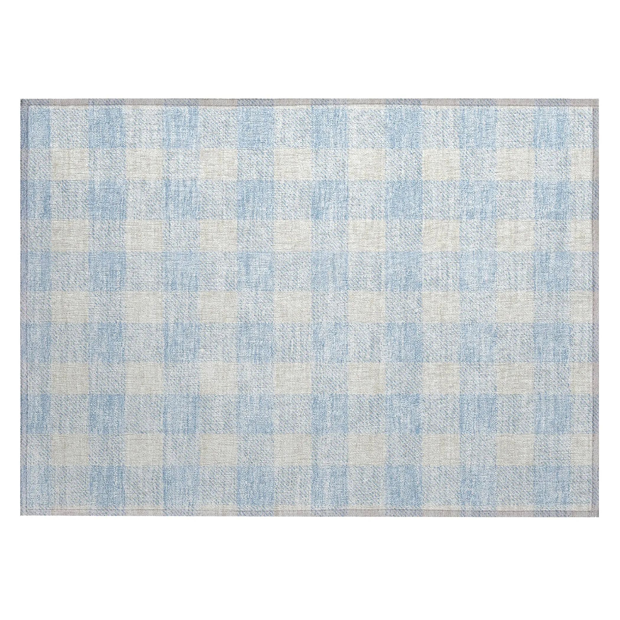 Machine Washable Indoor/ Outdoor Chantille Plaid Rug
