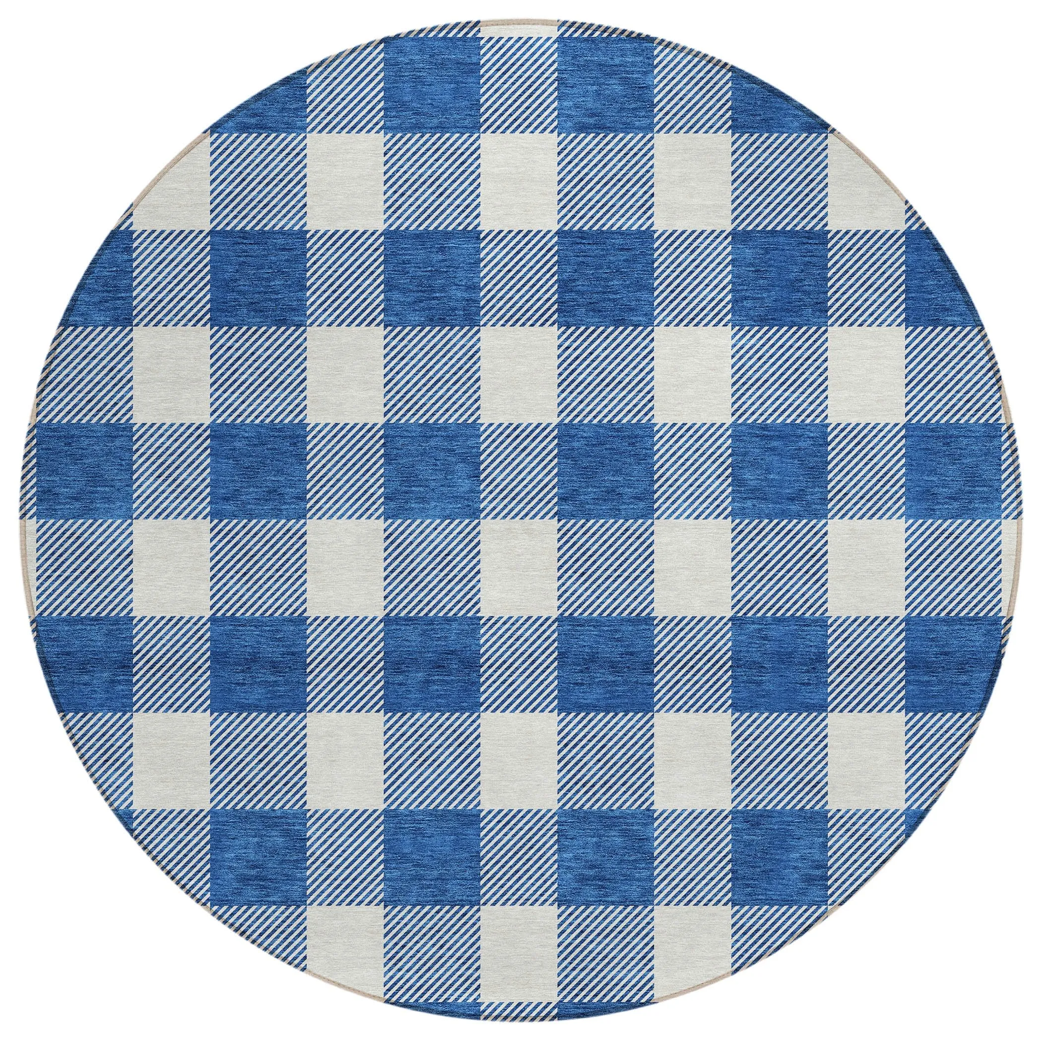Machine Washable Indoor/ Outdoor Chantille Plaid Rug