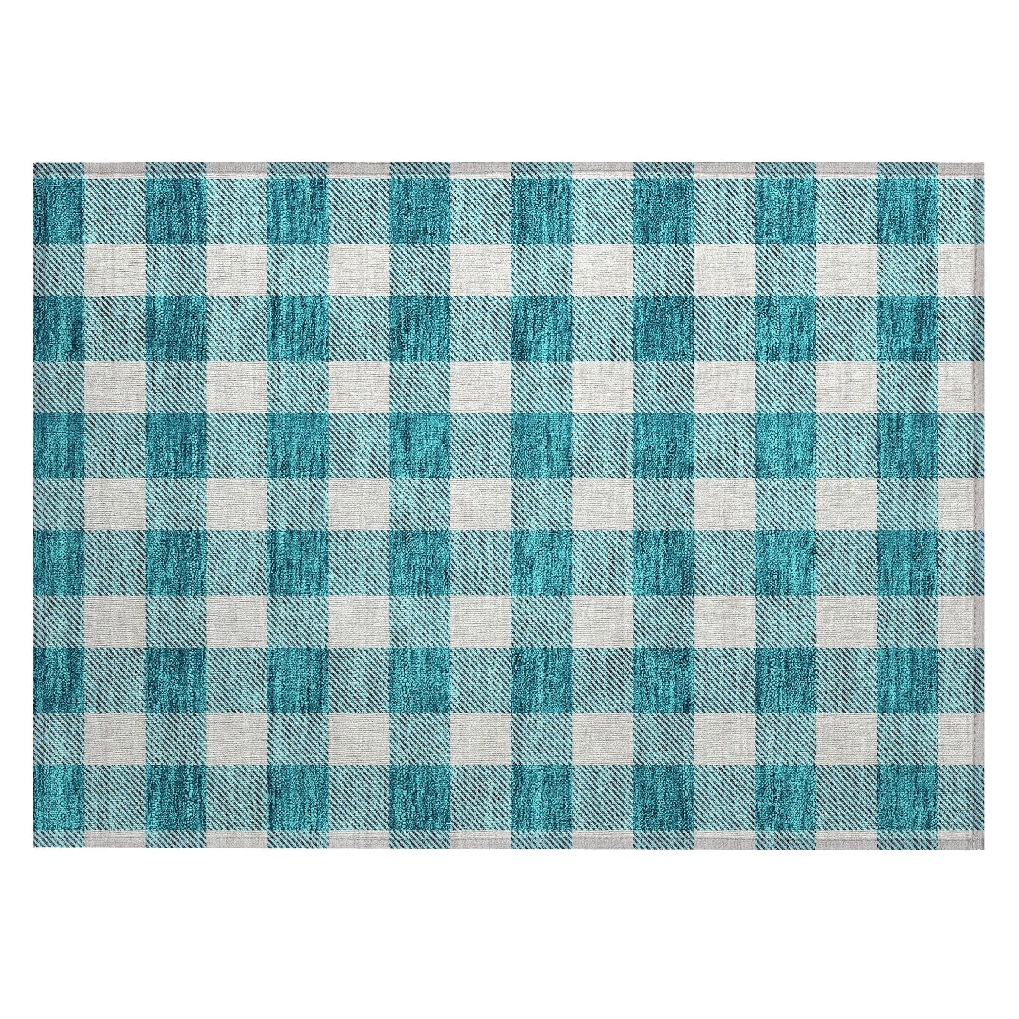Machine Washable Indoor/ Outdoor Chantille Plaid Rug