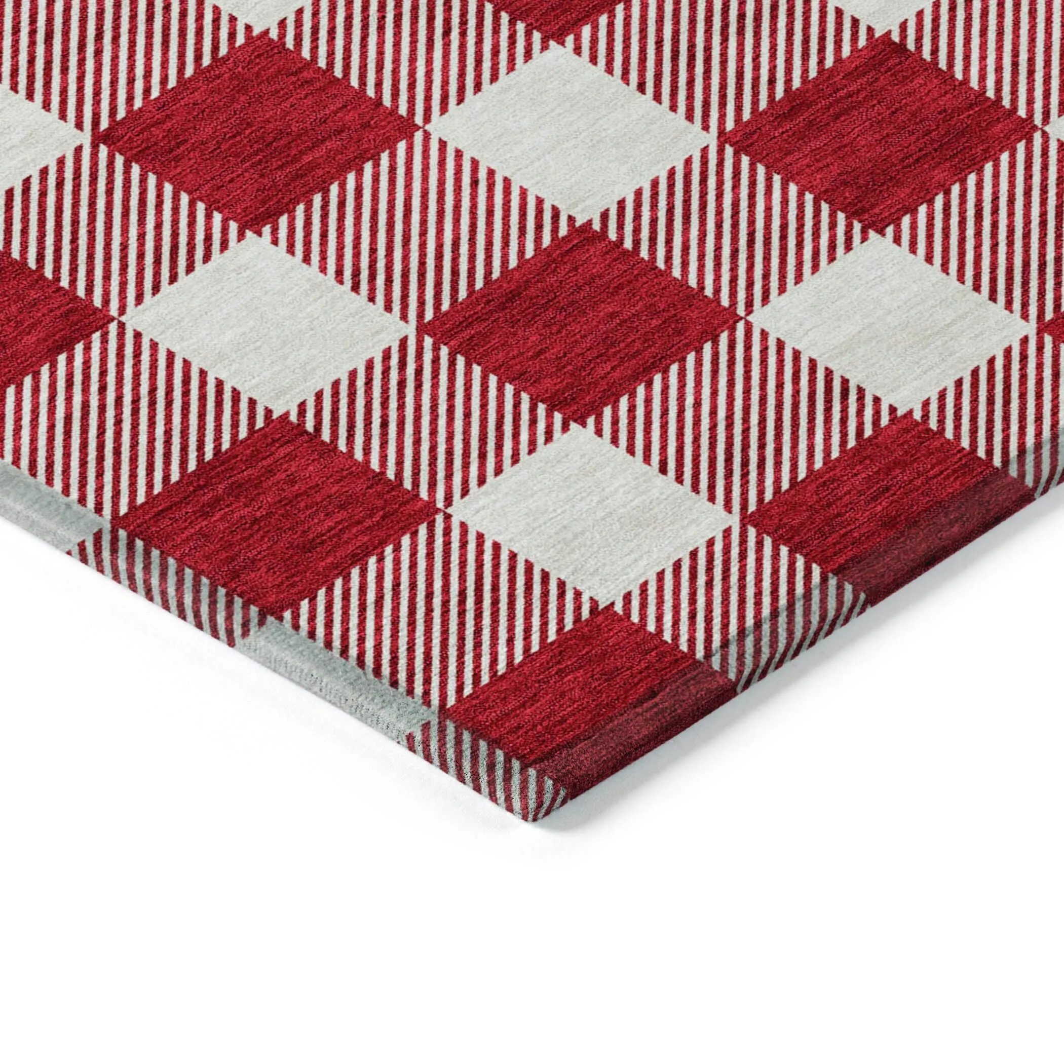 Machine Washable Indoor/ Outdoor Chantille Plaid Rug