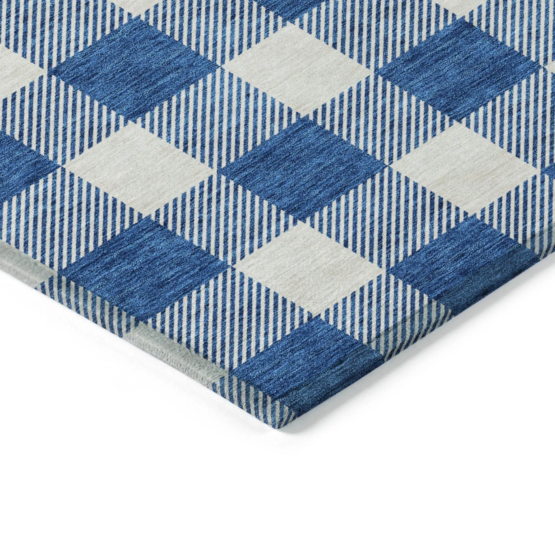 Machine Washable Indoor/ Outdoor Chantille Plaid Rug