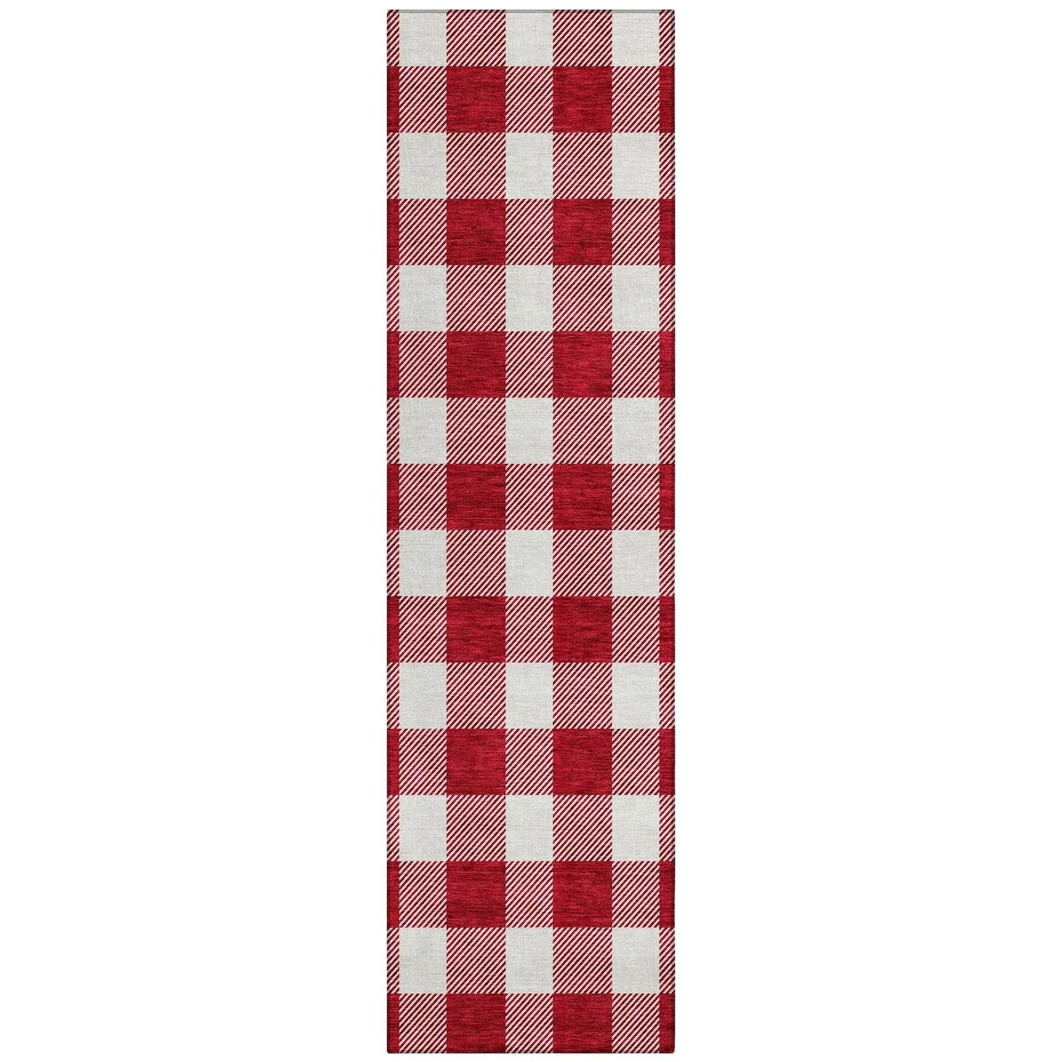 Machine Washable Indoor/ Outdoor Chantille Plaid Rug