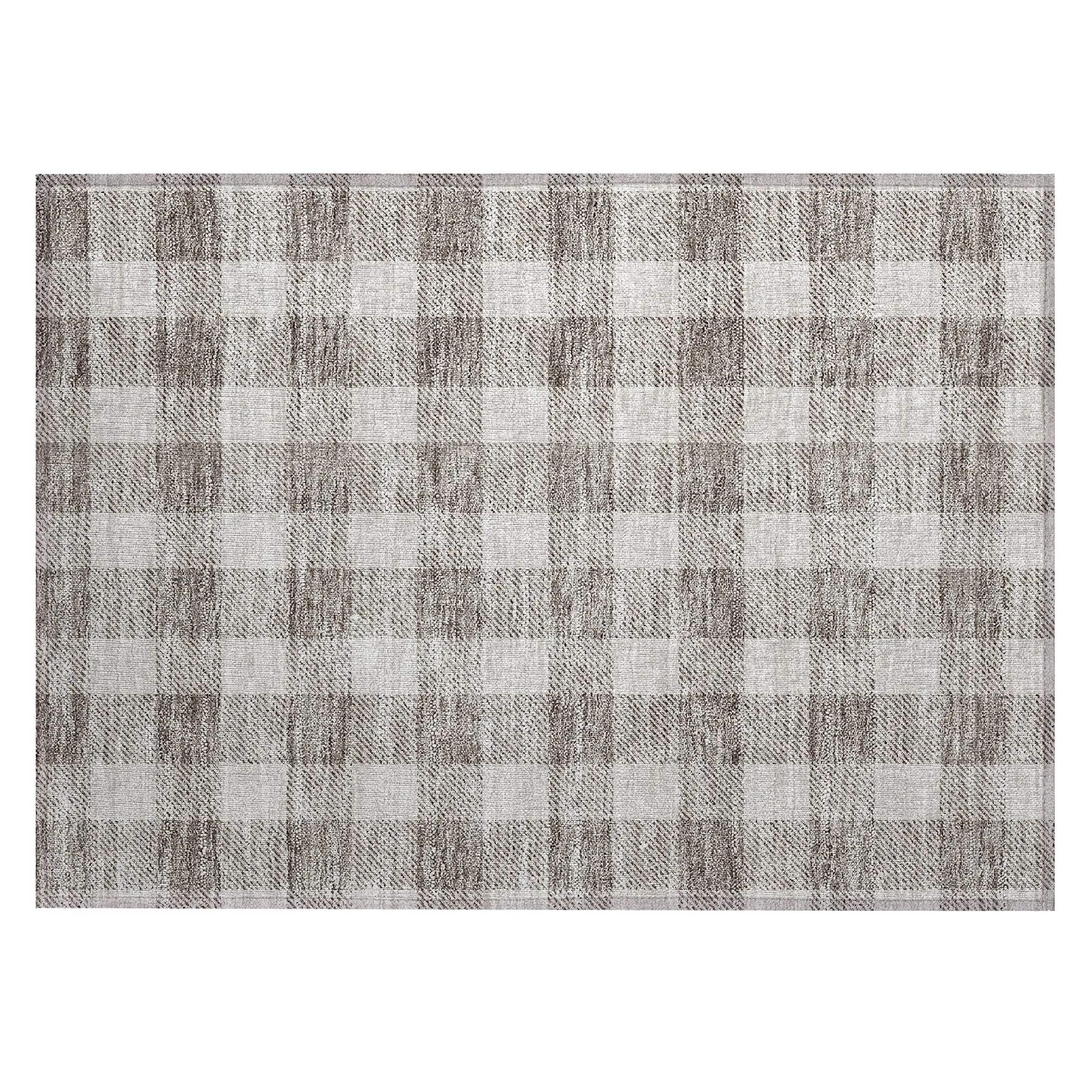 Machine Washable Indoor/ Outdoor Chantille Plaid Rug