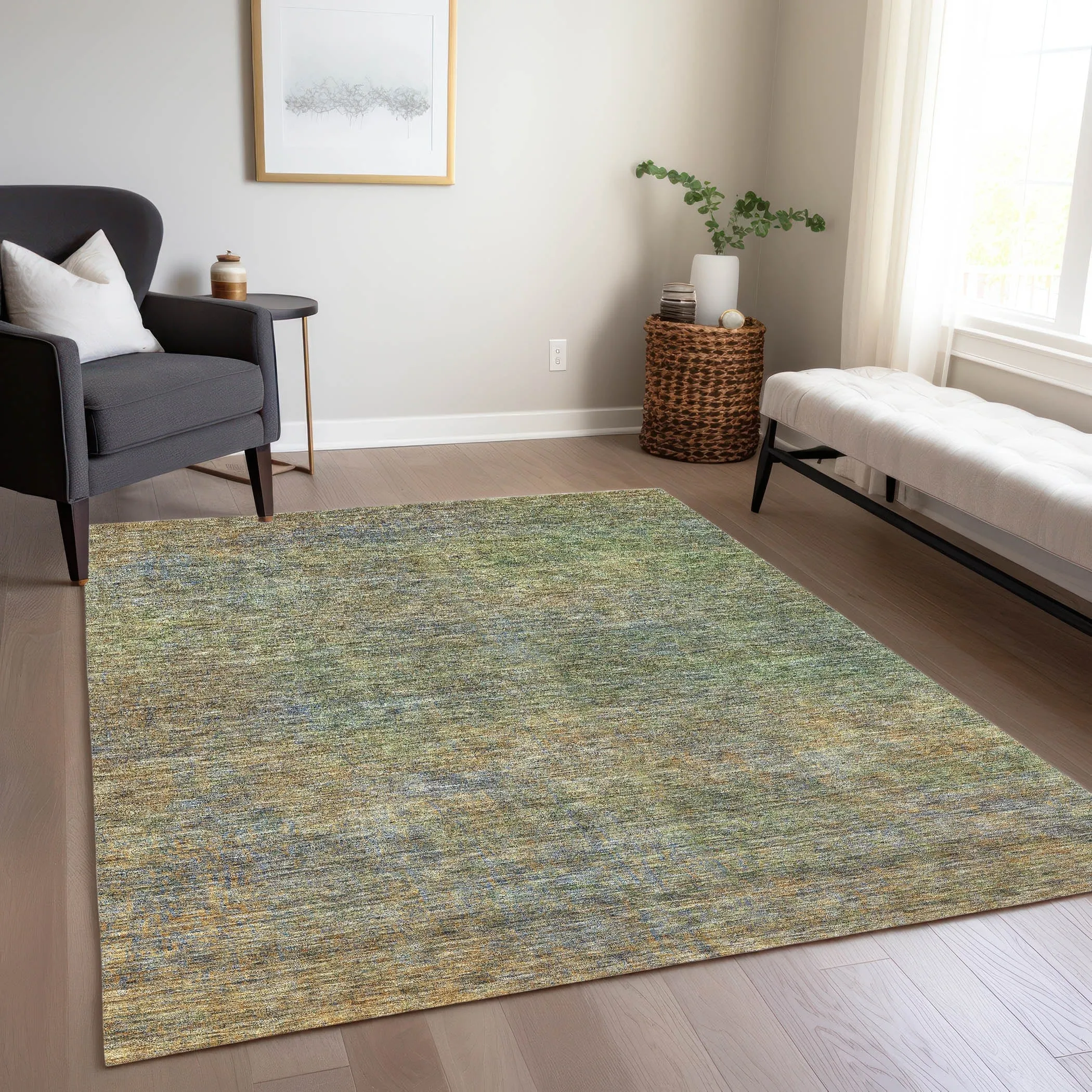 Machine Washable Indoor/ Outdoor Chantille Solid Ombre Rug