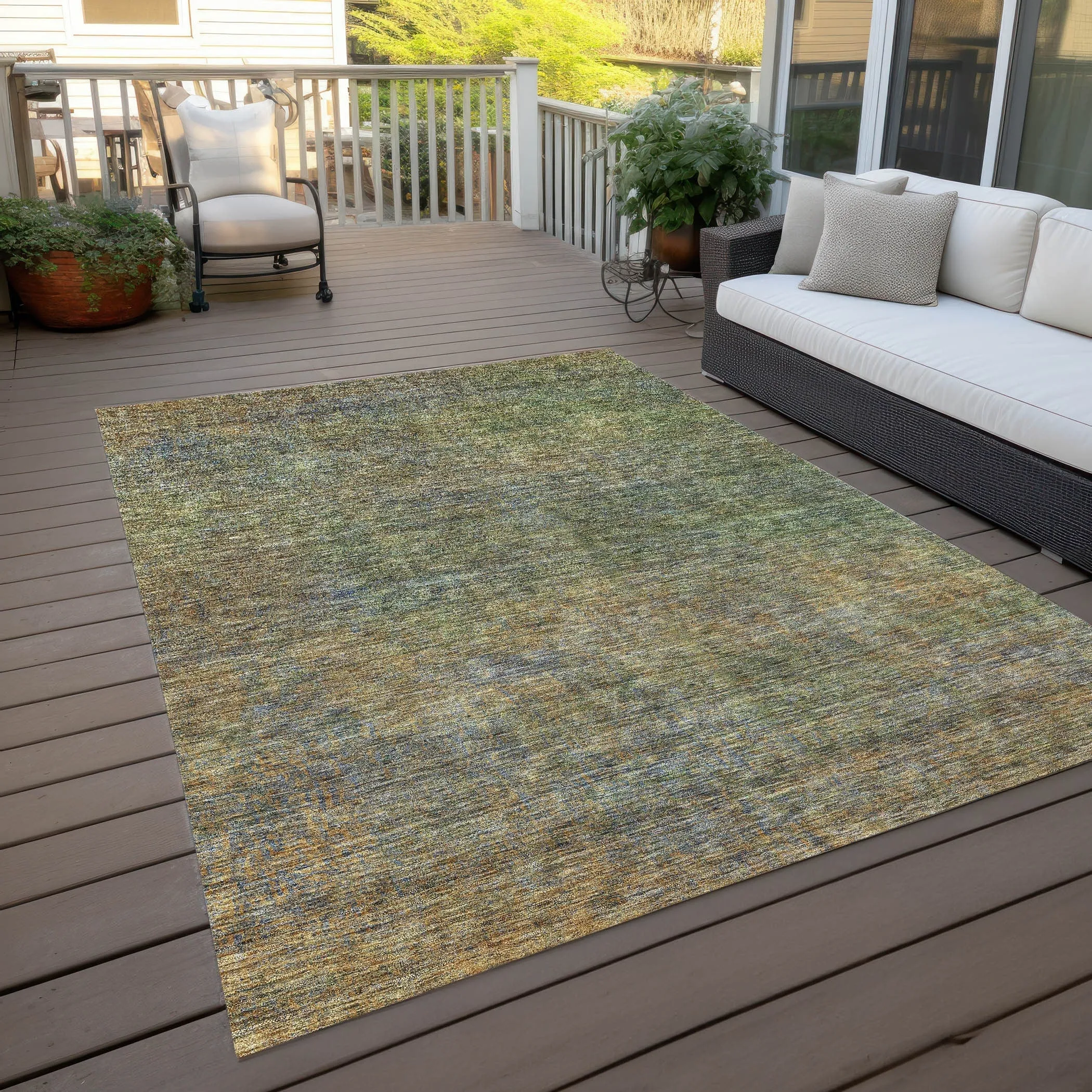 Machine Washable Indoor/ Outdoor Chantille Solid Ombre Rug