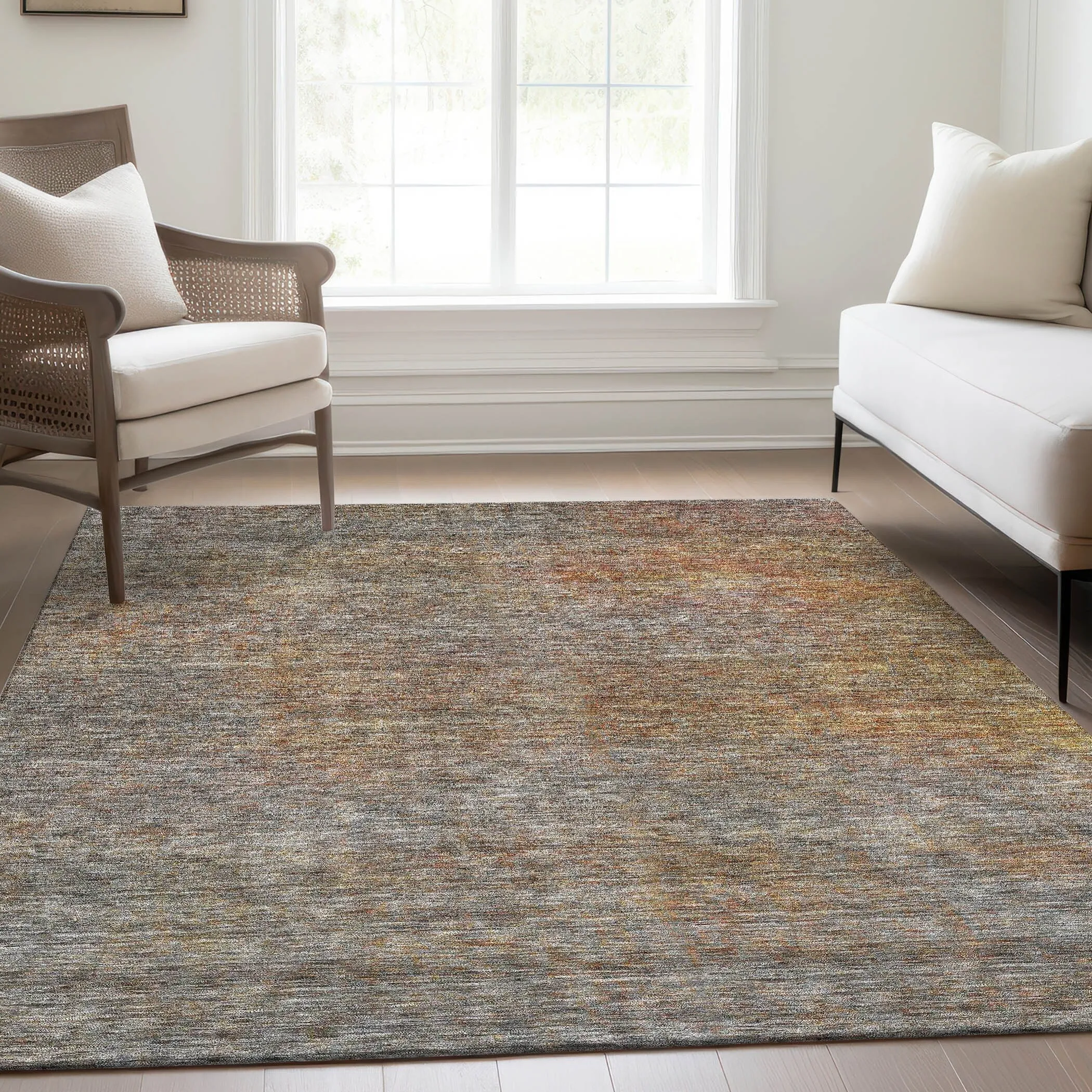 Machine Washable Indoor/ Outdoor Chantille Solid Ombre Rug