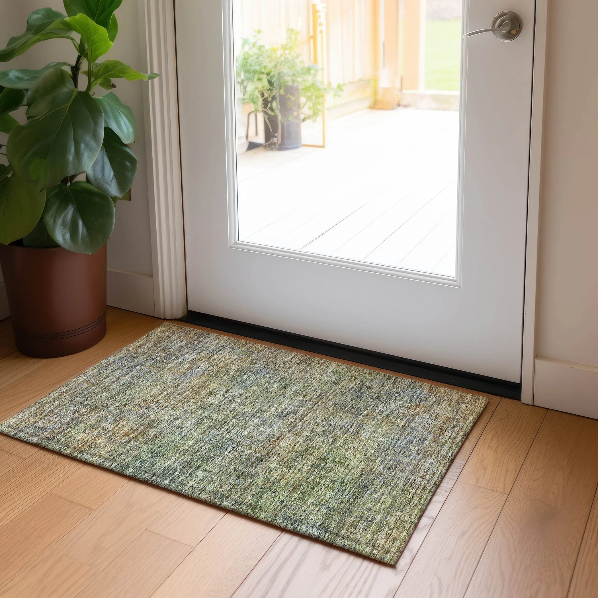 Machine Washable Indoor/ Outdoor Chantille Solid Ombre Rug