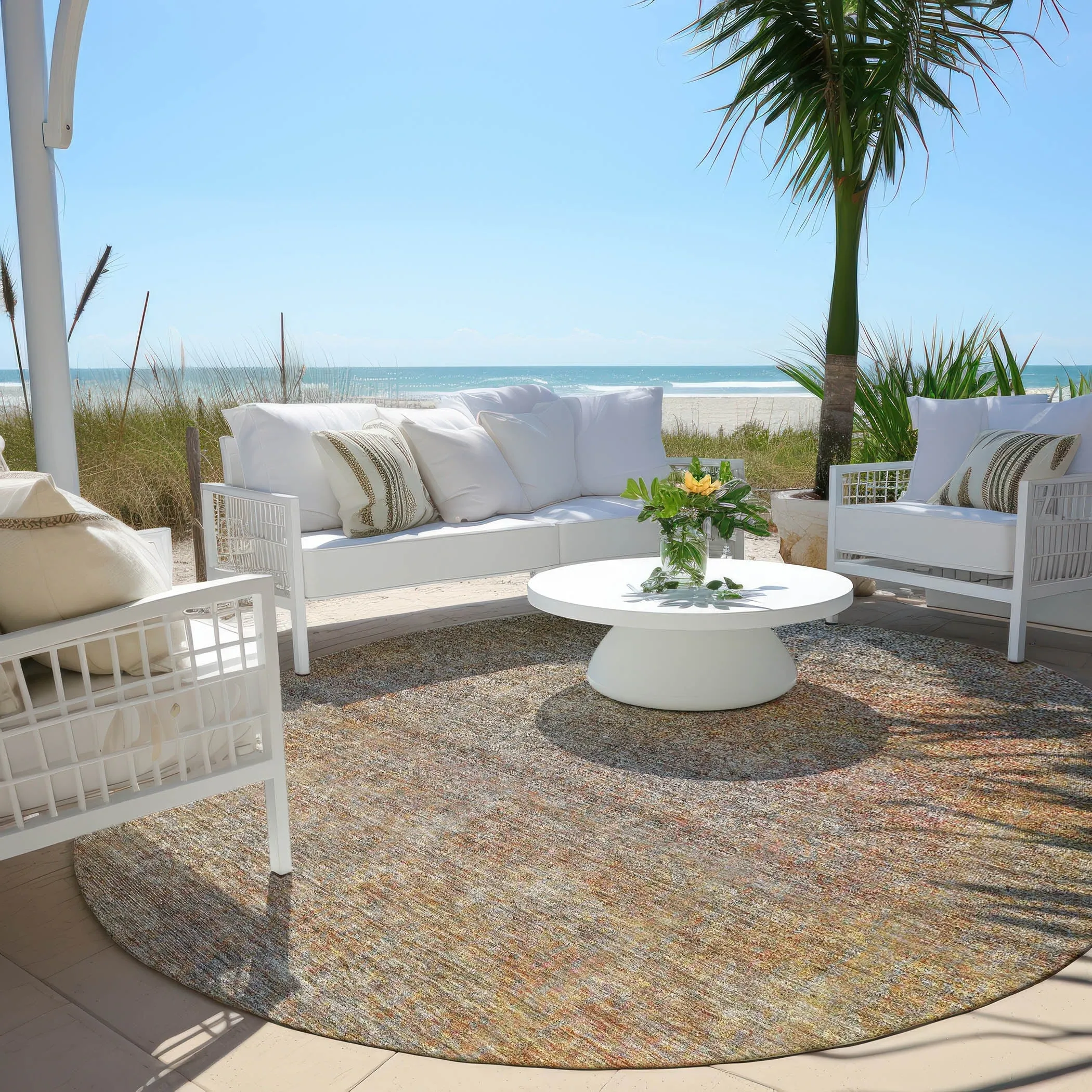 Machine Washable Indoor/ Outdoor Chantille Solid Ombre Rug