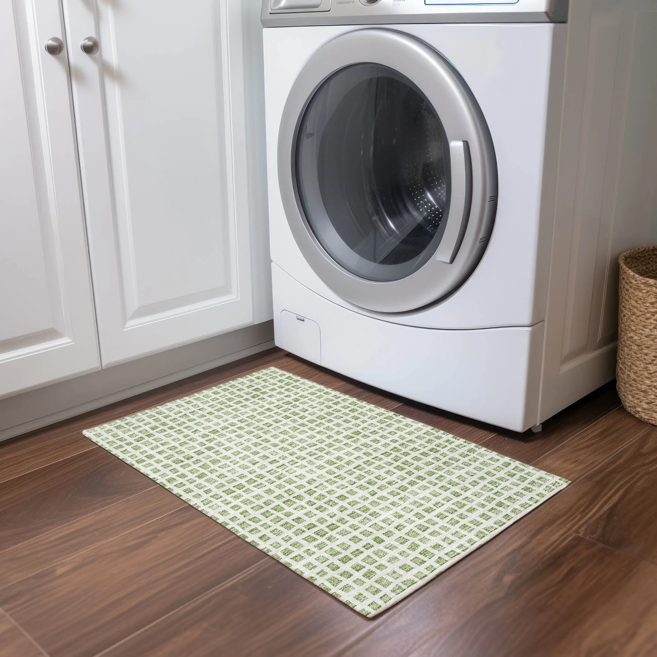 Machine Washable Indoor/ Outdoor Chantille Squares Rug