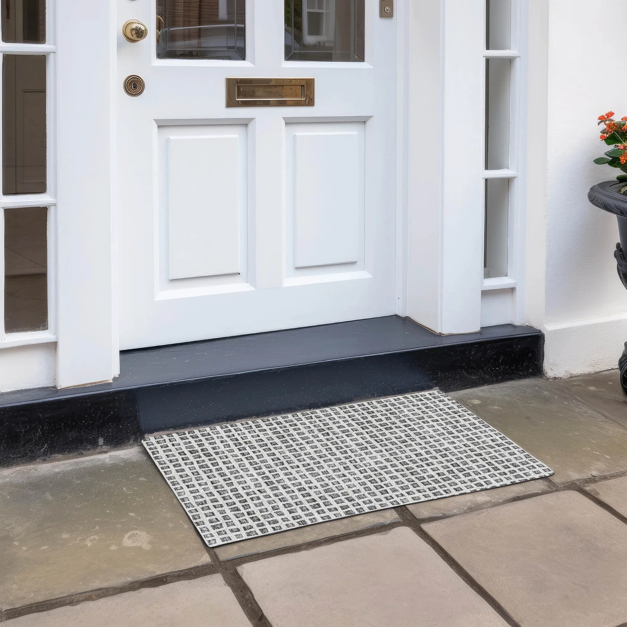 Machine Washable Indoor/ Outdoor Chantille Squares Rug