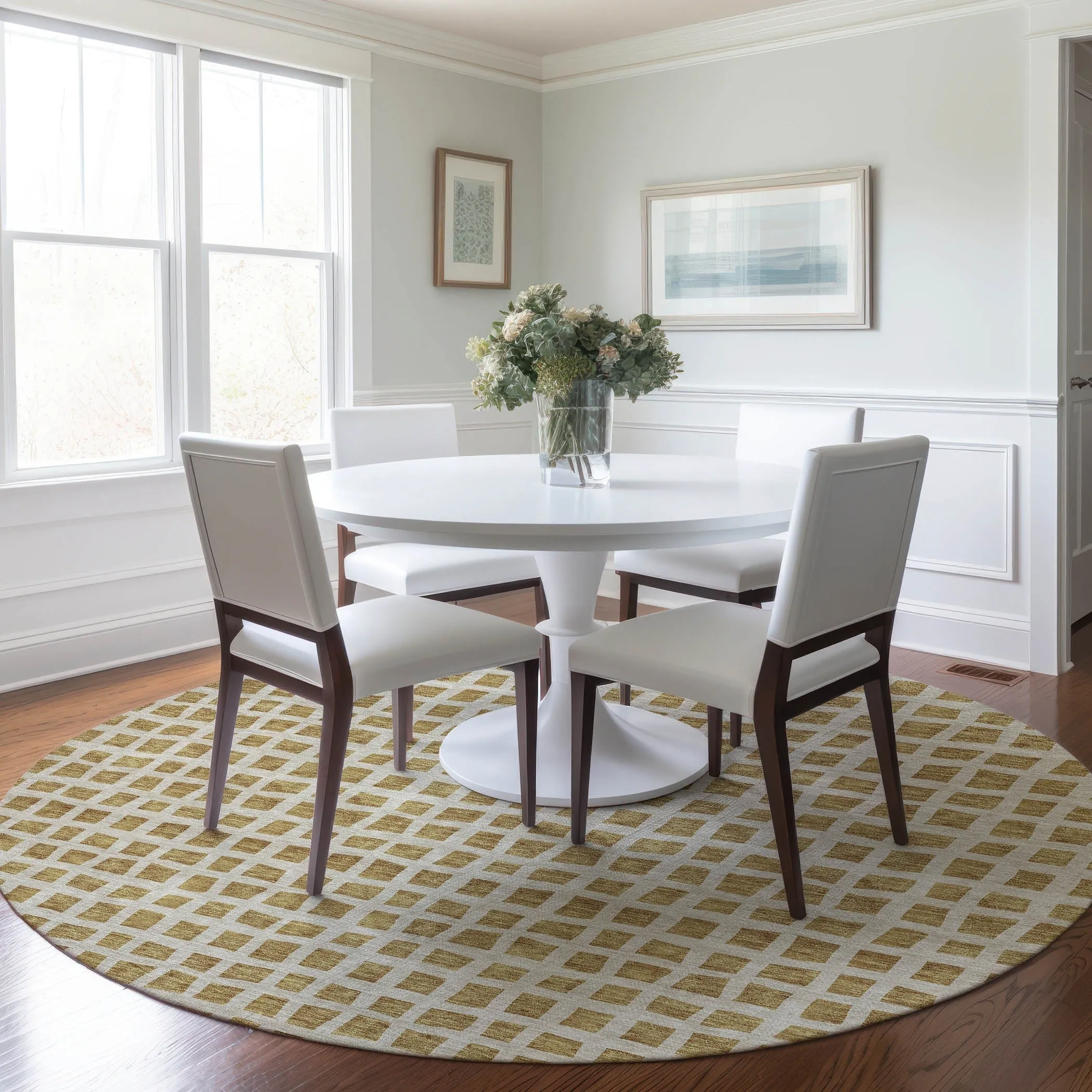 Machine Washable Indoor/ Outdoor Chantille Squares Rug