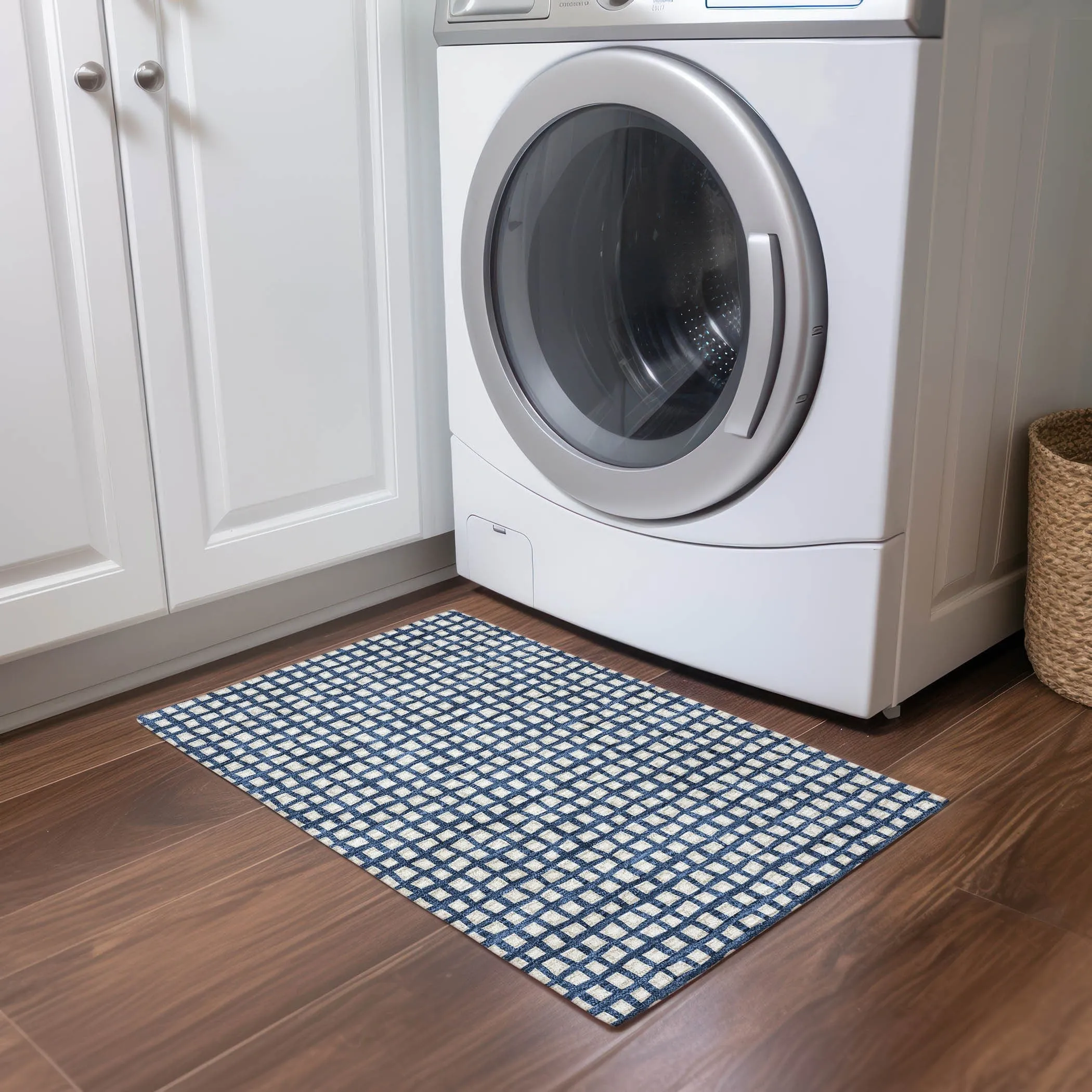 Machine Washable Indoor/ Outdoor Chantille Squares Rug