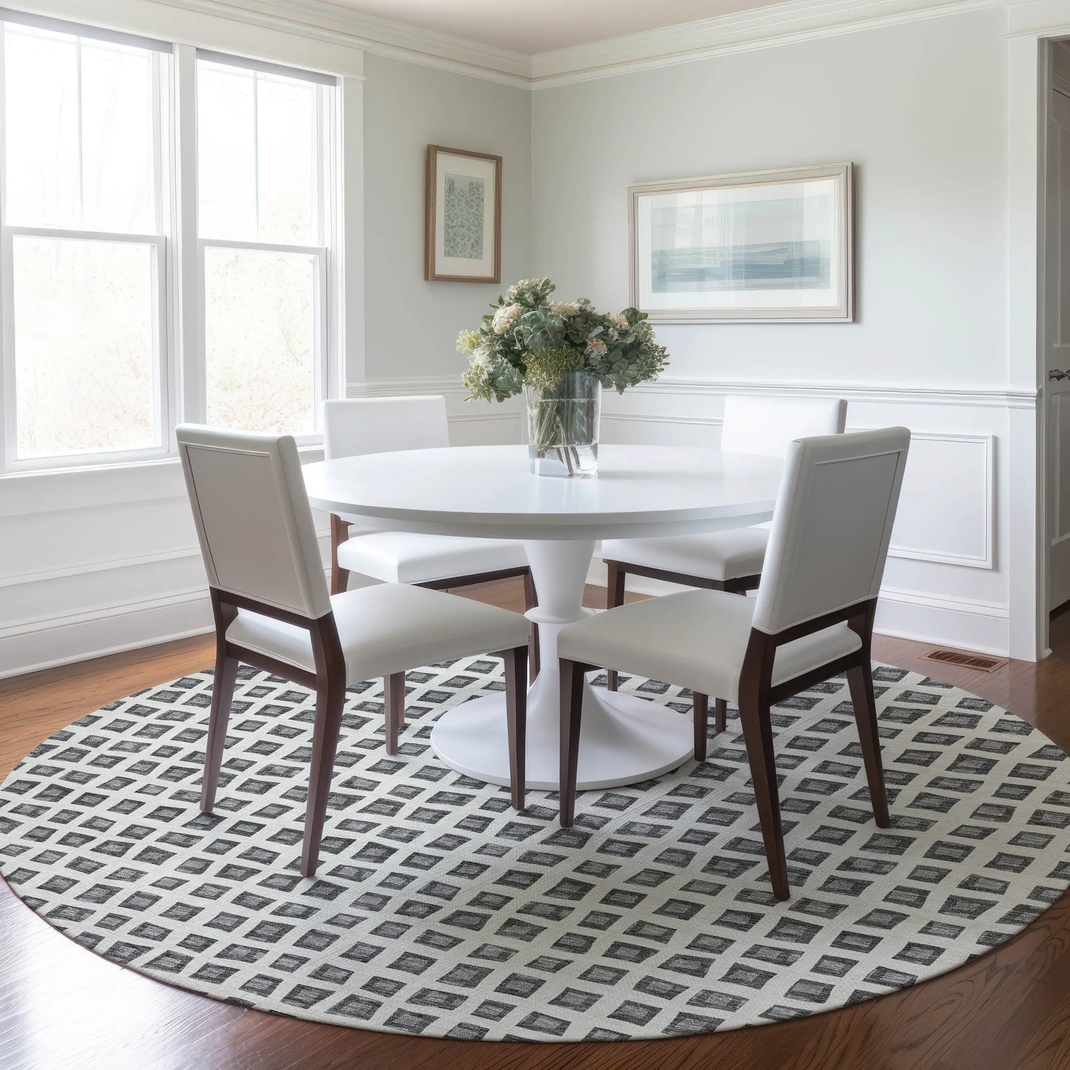 Machine Washable Indoor/ Outdoor Chantille Squares Rug
