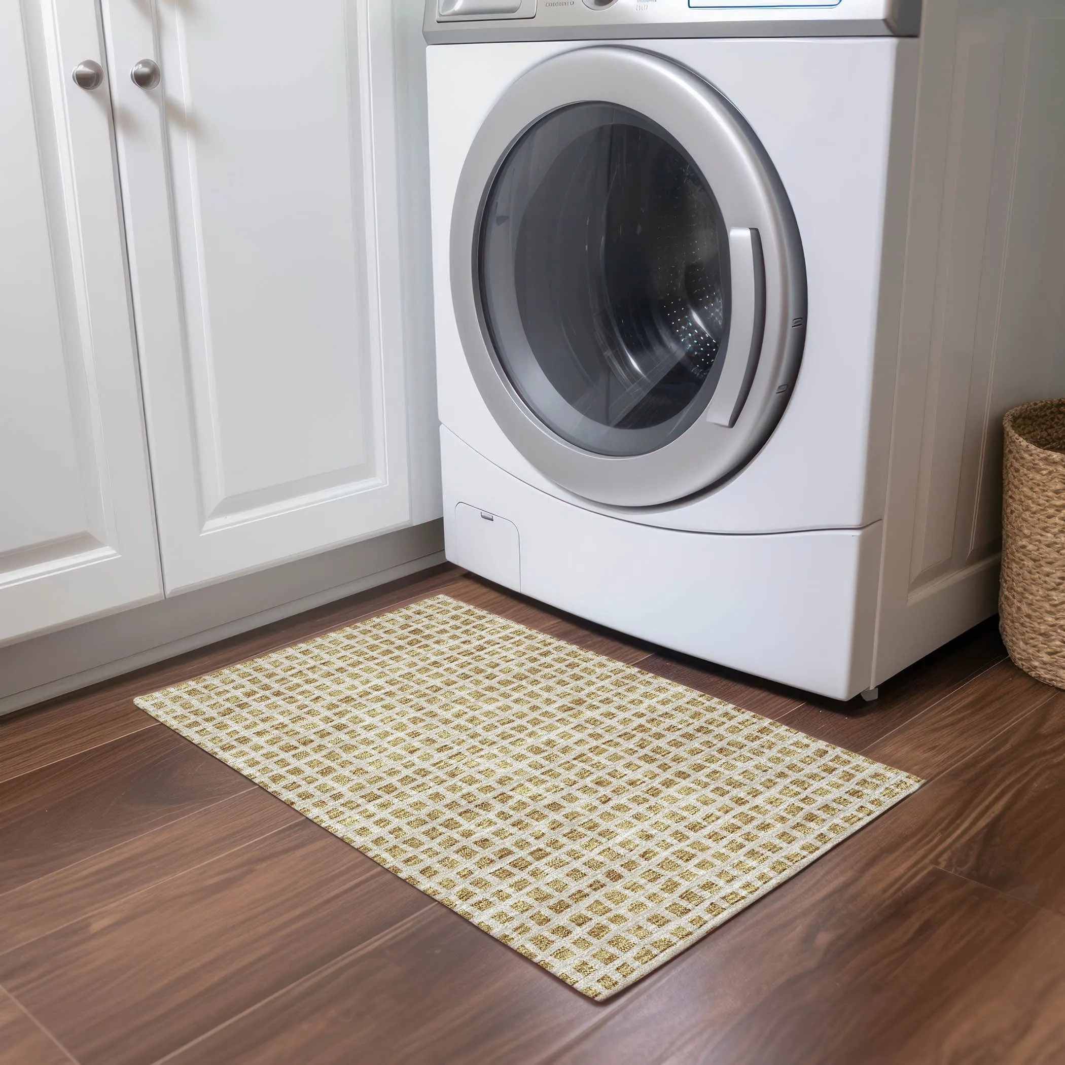 Machine Washable Indoor/ Outdoor Chantille Squares Rug