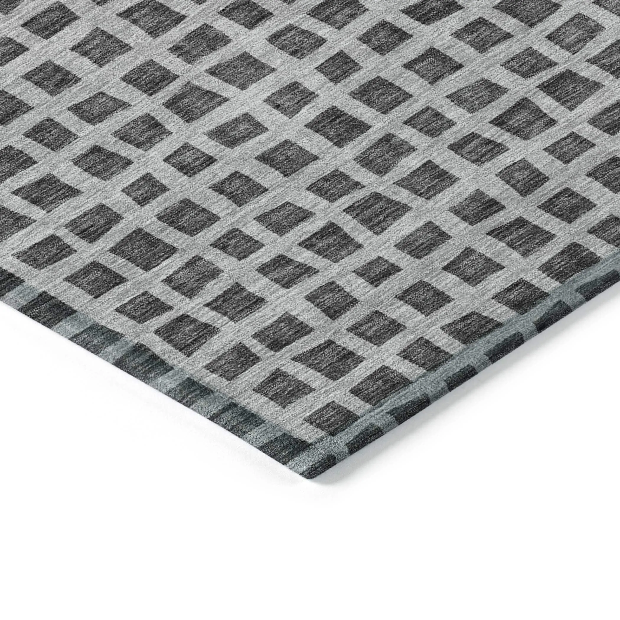 Machine Washable Indoor/ Outdoor Chantille Squares Rug