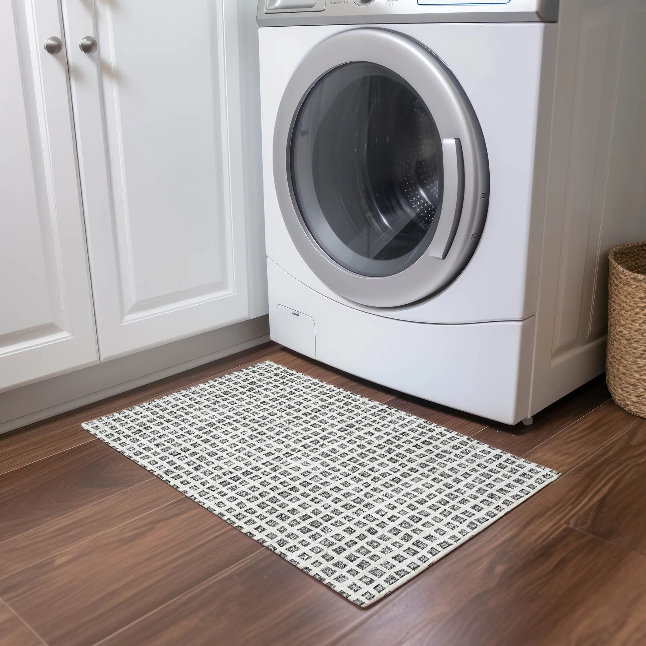 Machine Washable Indoor/ Outdoor Chantille Squares Rug