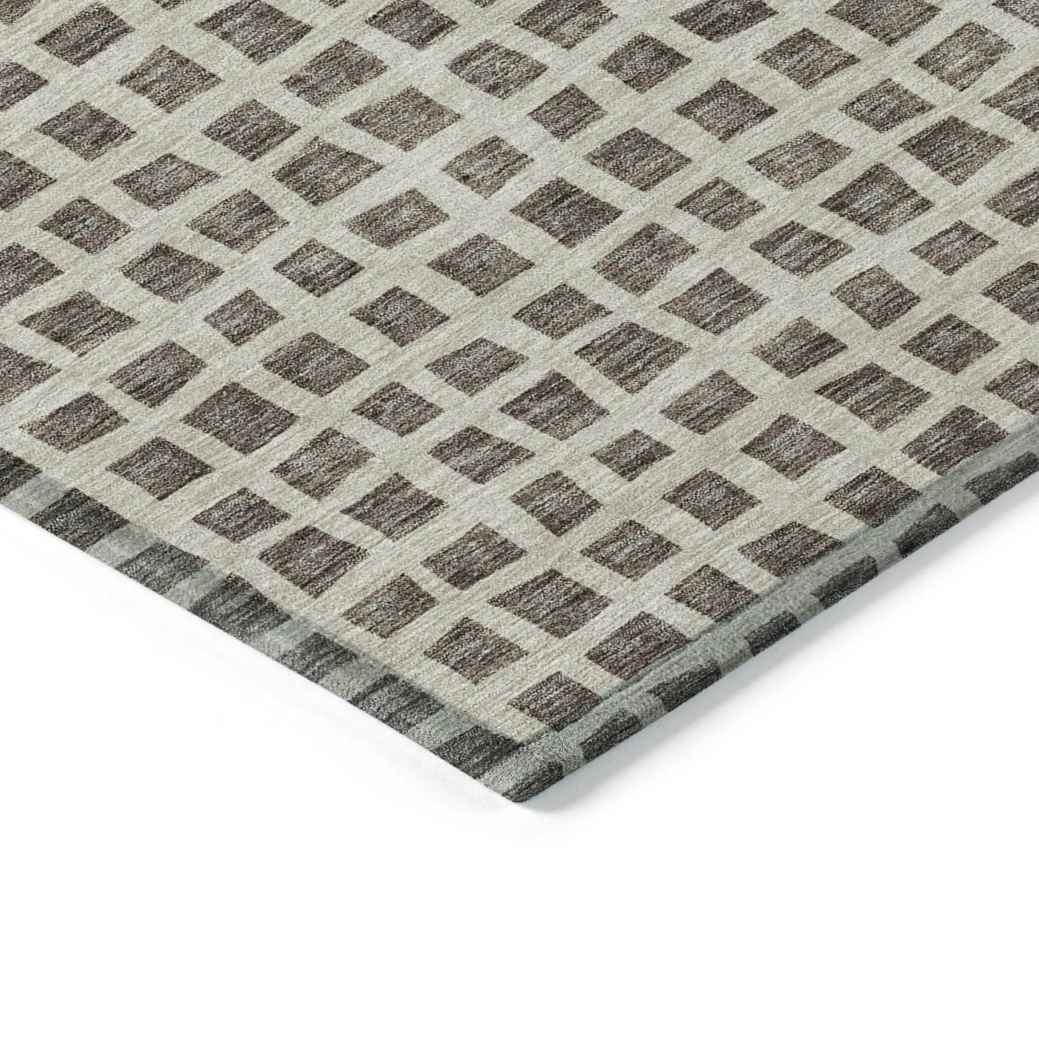 Machine Washable Indoor/ Outdoor Chantille Squares Rug