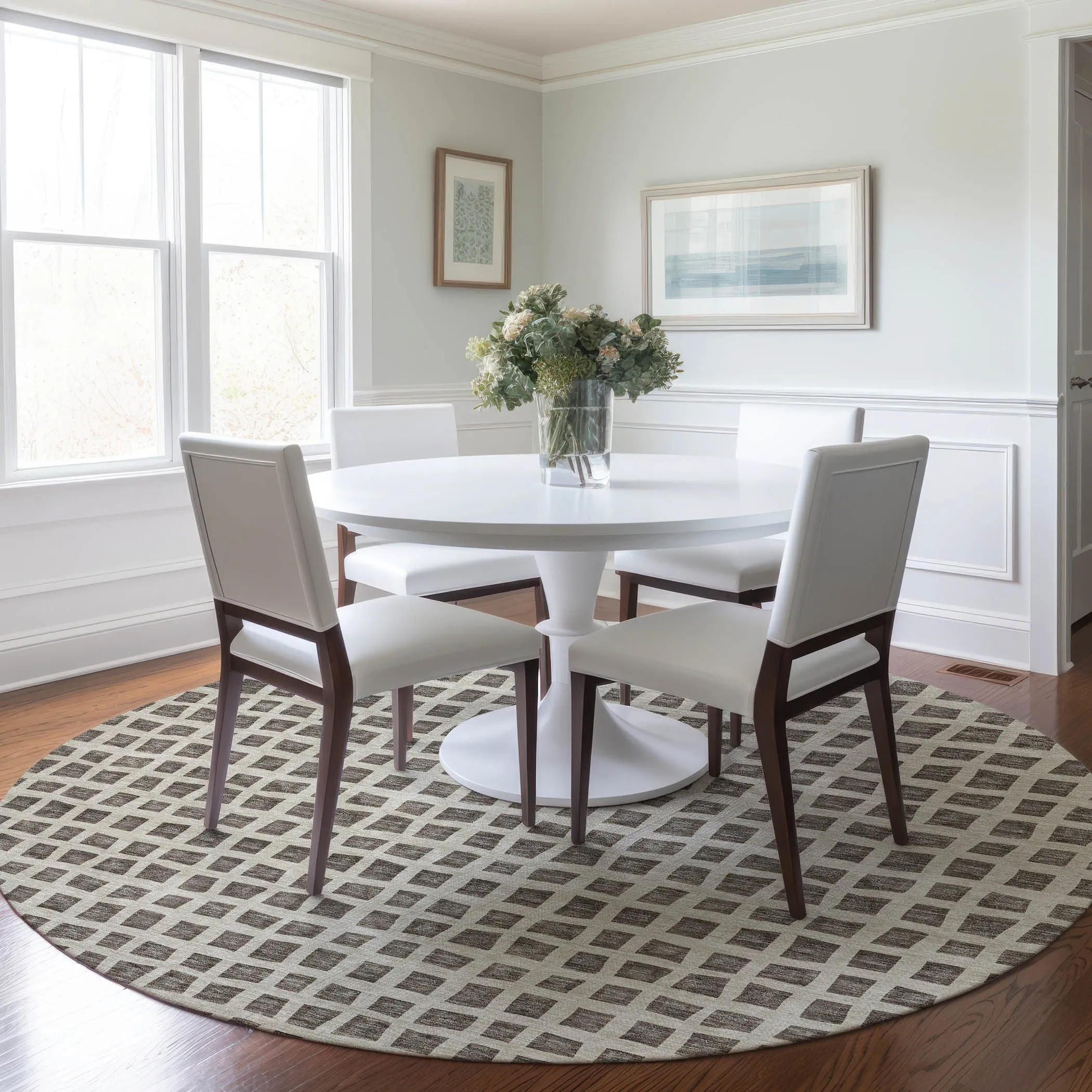 Machine Washable Indoor/ Outdoor Chantille Squares Rug