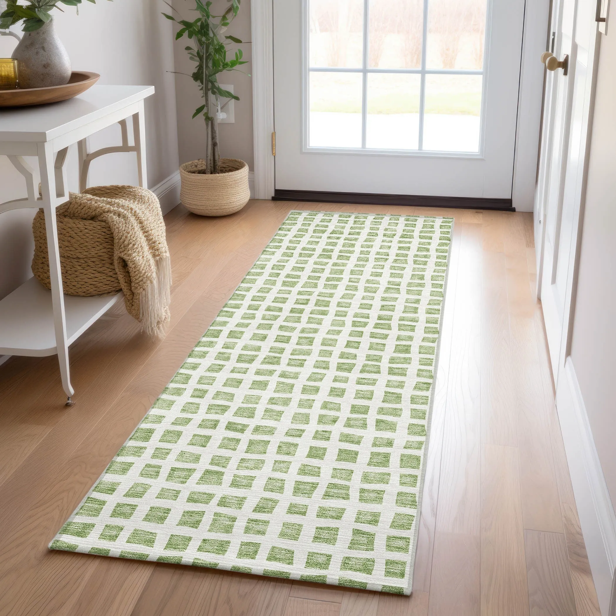 Machine Washable Indoor/ Outdoor Chantille Squares Rug
