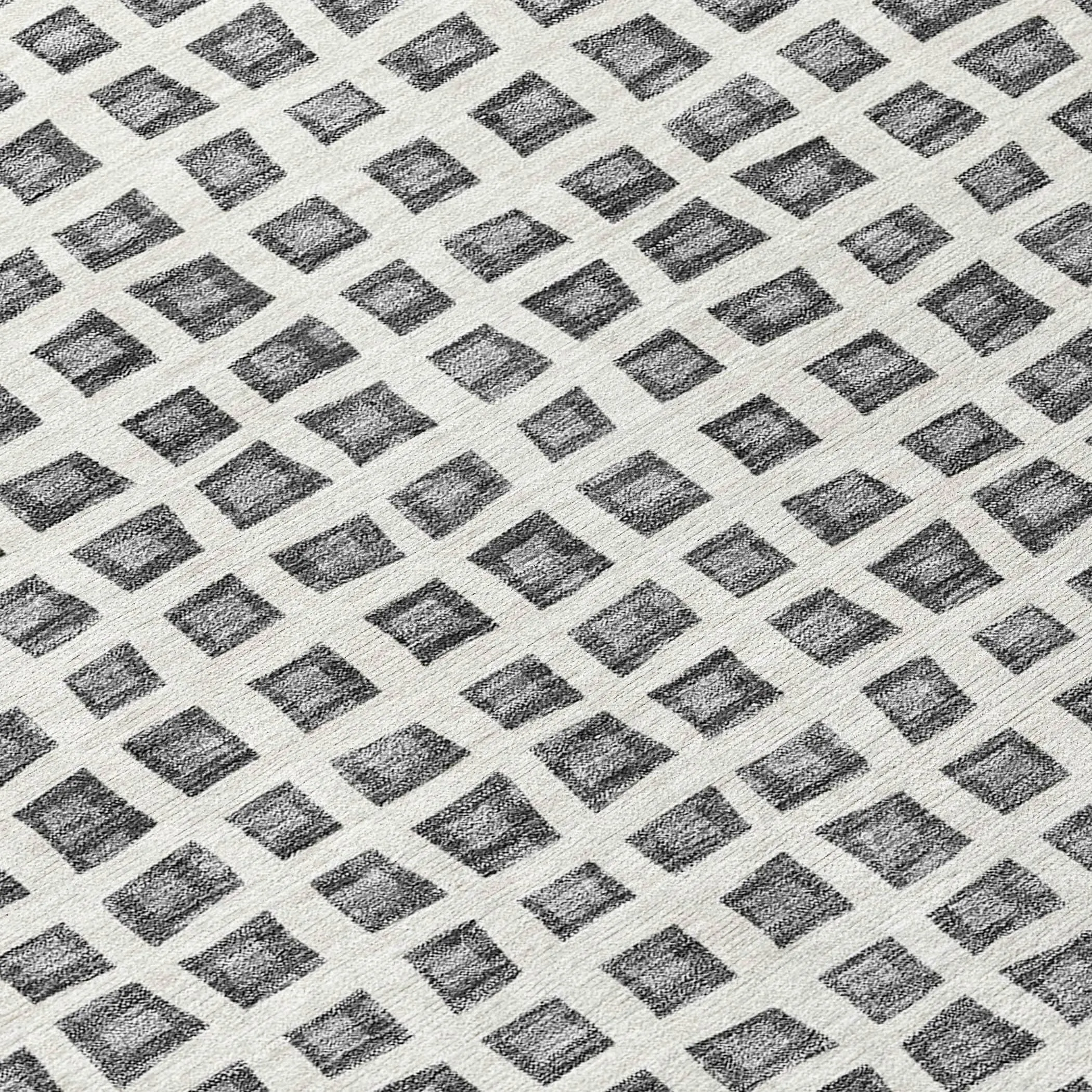 Machine Washable Indoor/ Outdoor Chantille Squares Rug