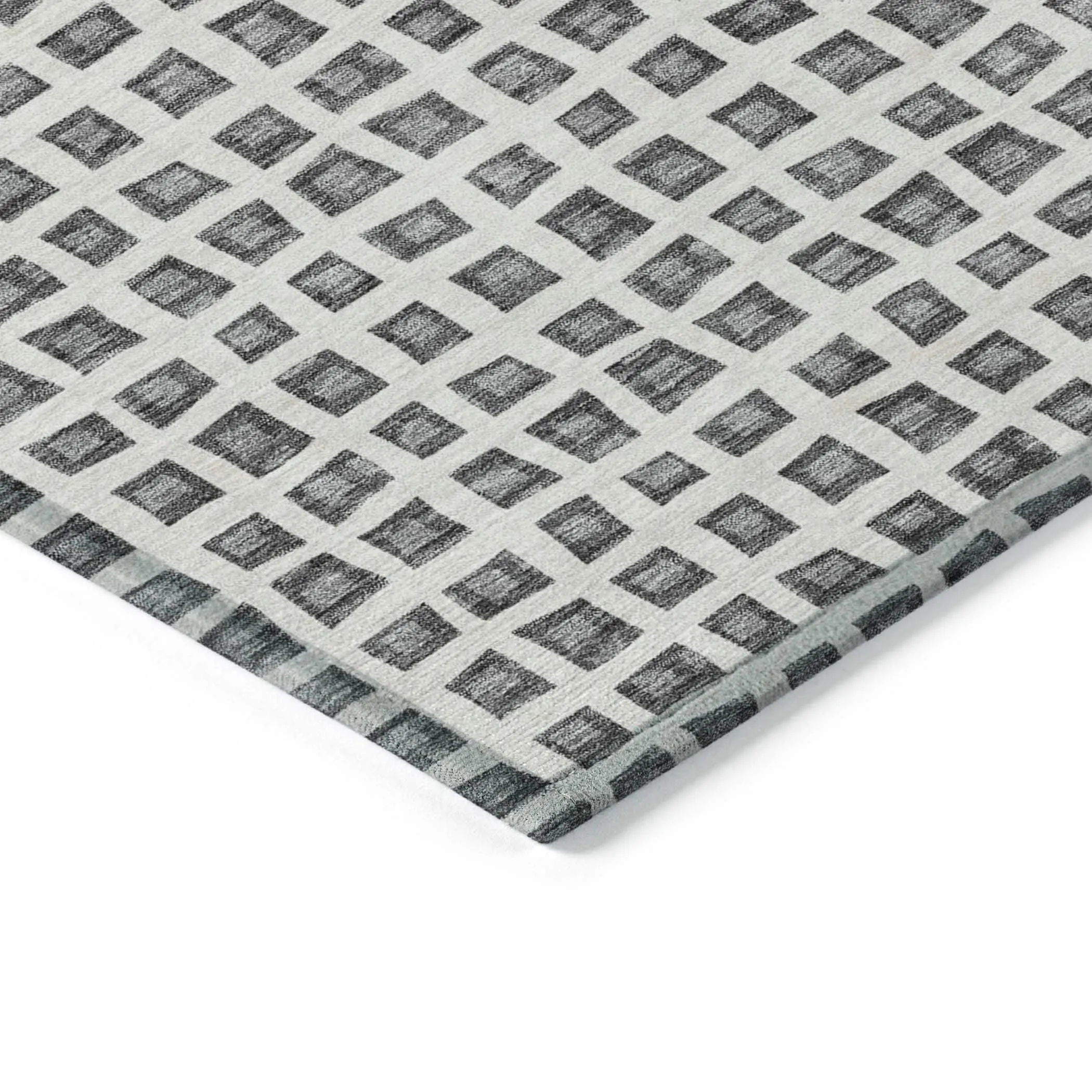 Machine Washable Indoor/ Outdoor Chantille Squares Rug