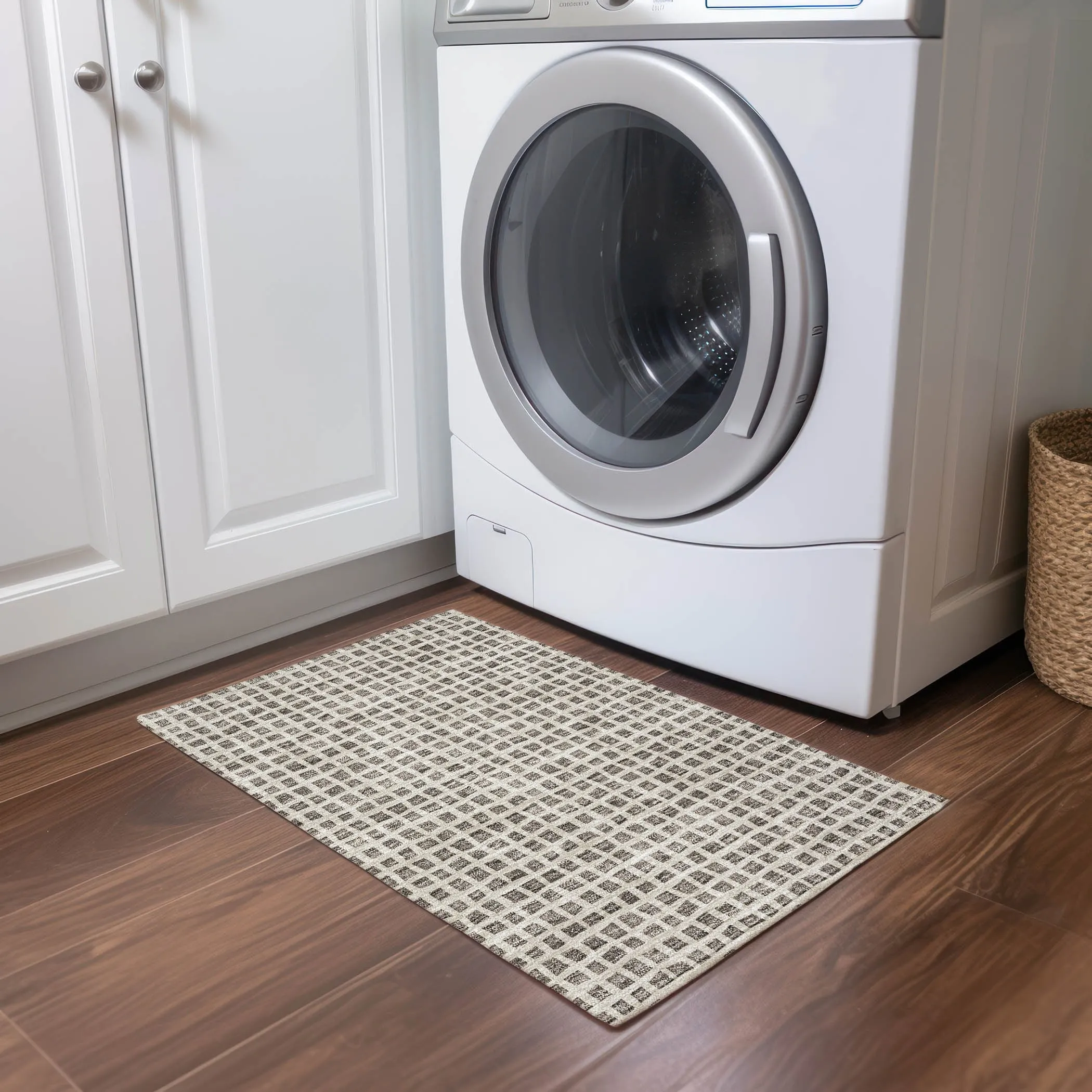 Machine Washable Indoor/ Outdoor Chantille Squares Rug