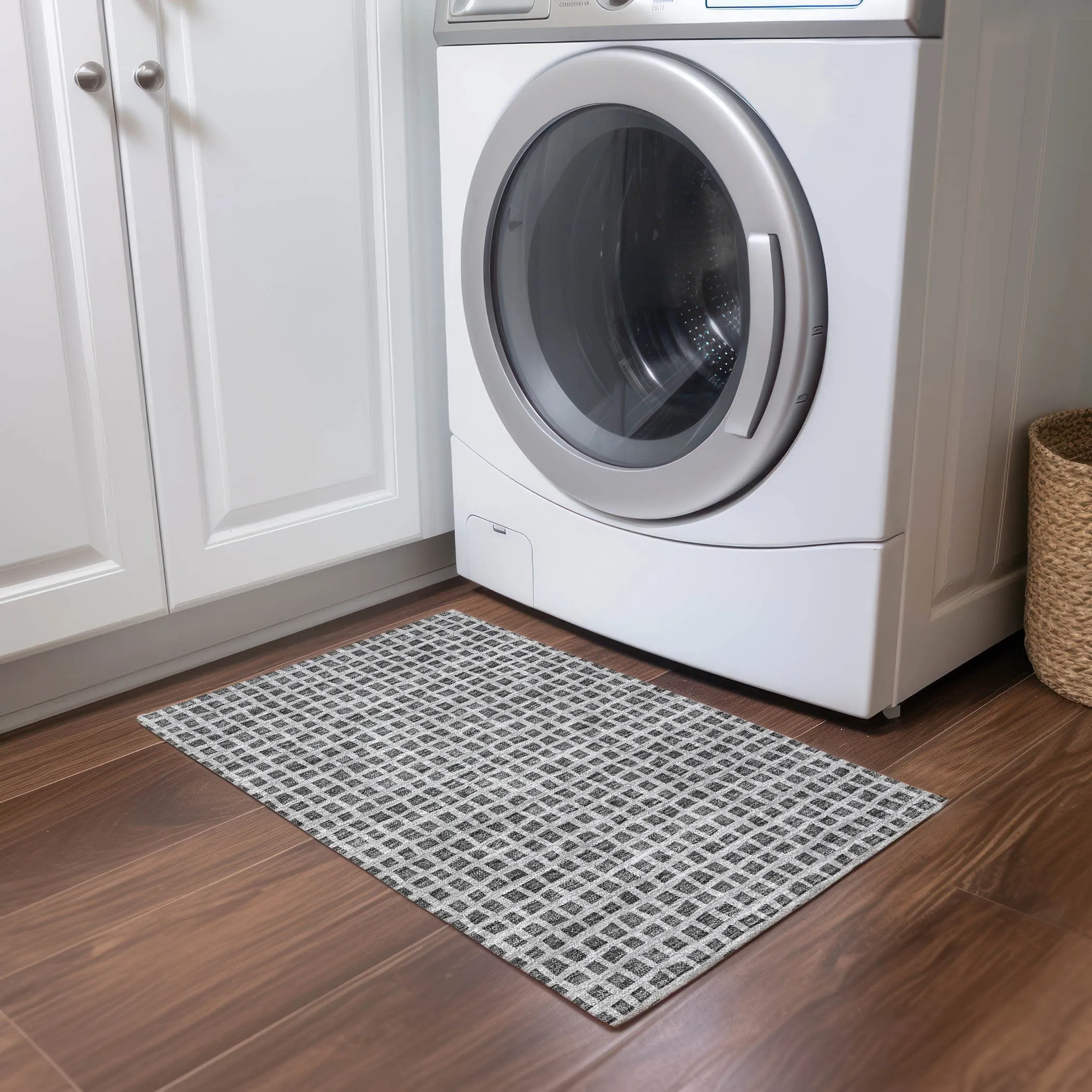 Machine Washable Indoor/ Outdoor Chantille Squares Rug