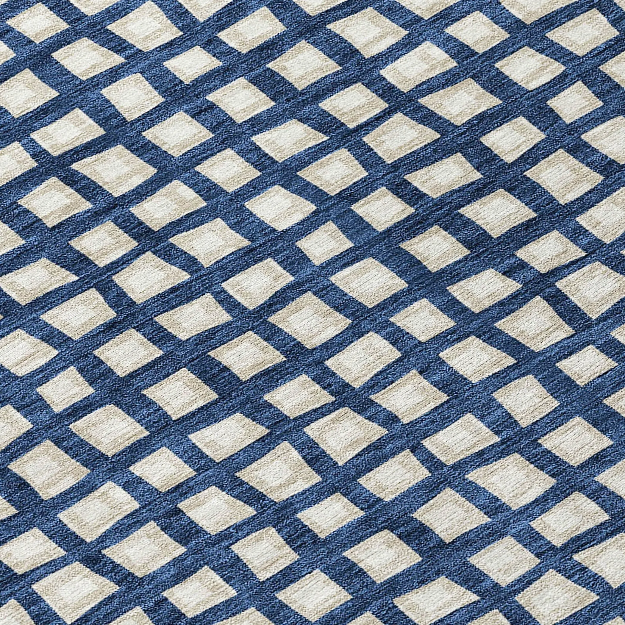 Machine Washable Indoor/ Outdoor Chantille Squares Rug