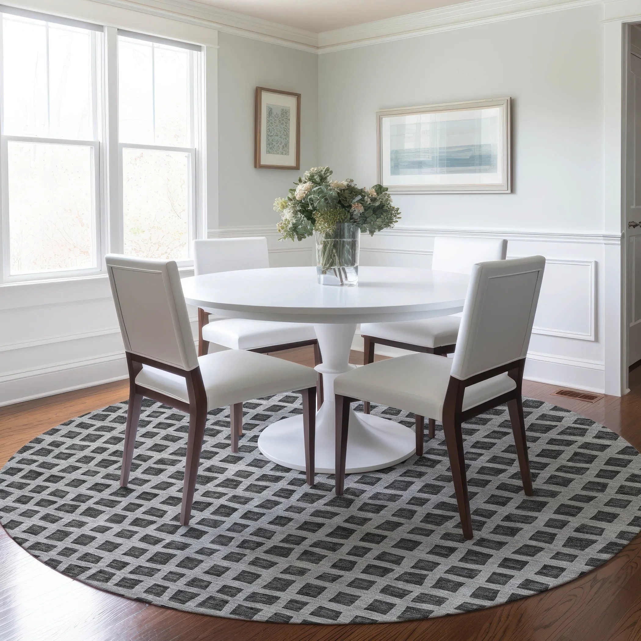 Machine Washable Indoor/ Outdoor Chantille Squares Rug