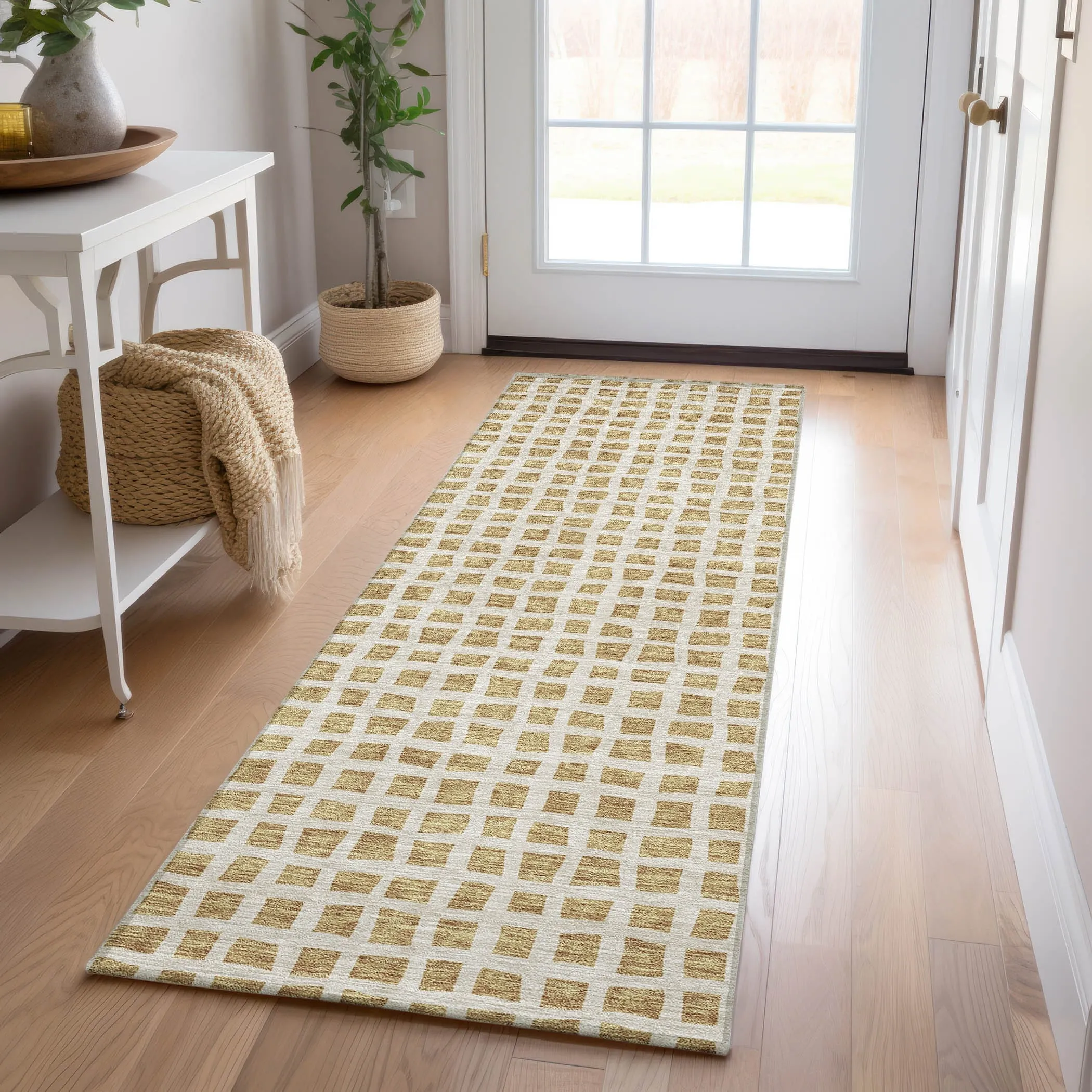 Machine Washable Indoor/ Outdoor Chantille Squares Rug