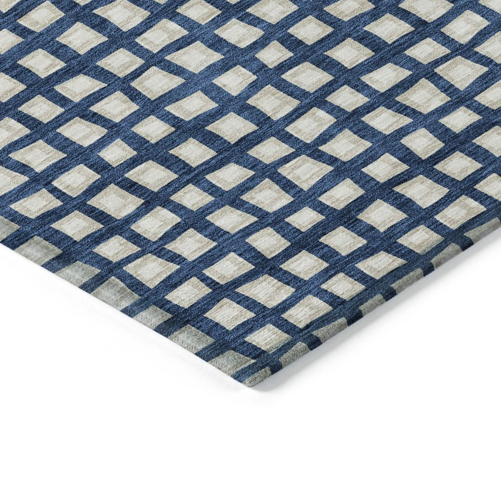 Machine Washable Indoor/ Outdoor Chantille Squares Rug