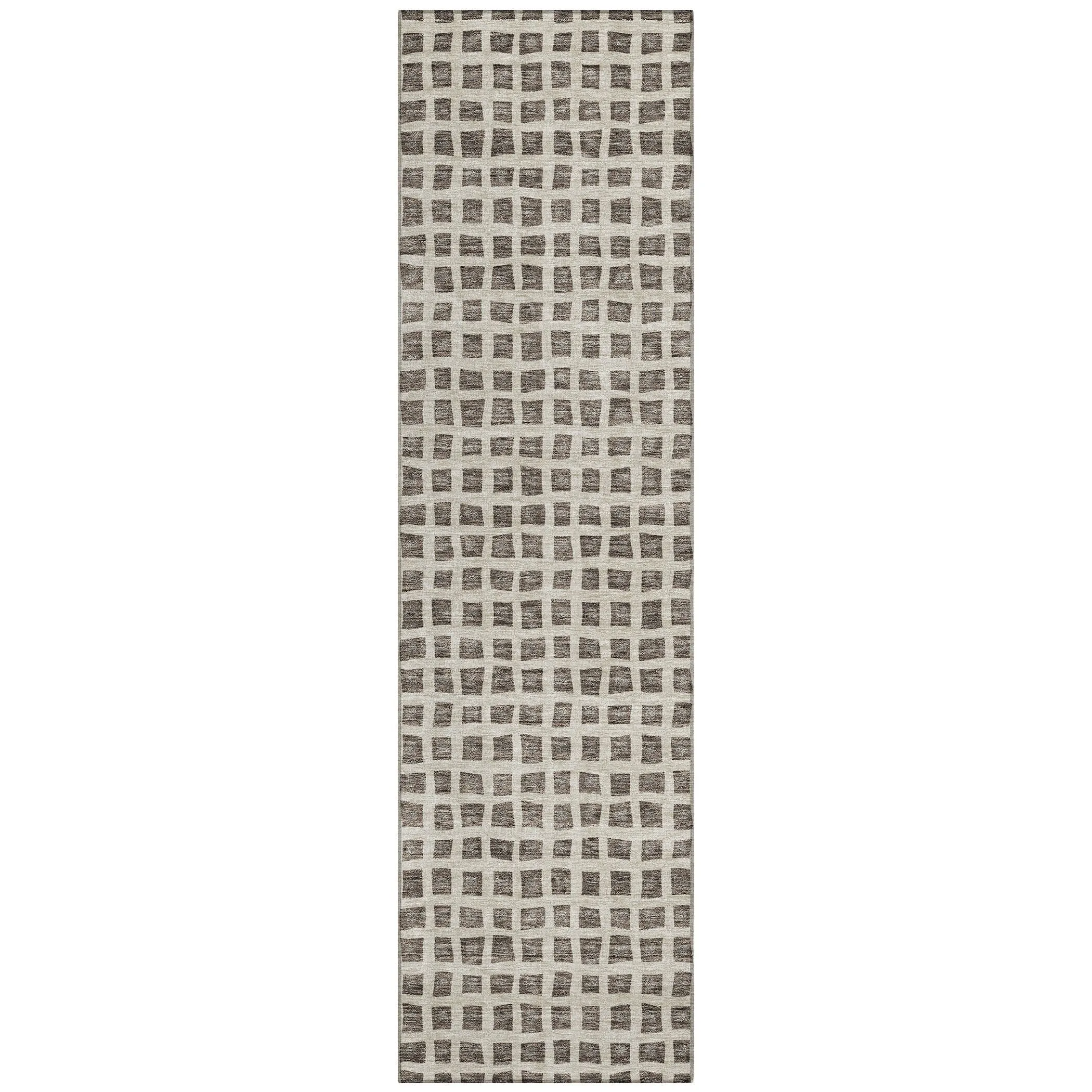 Machine Washable Indoor/ Outdoor Chantille Squares Rug