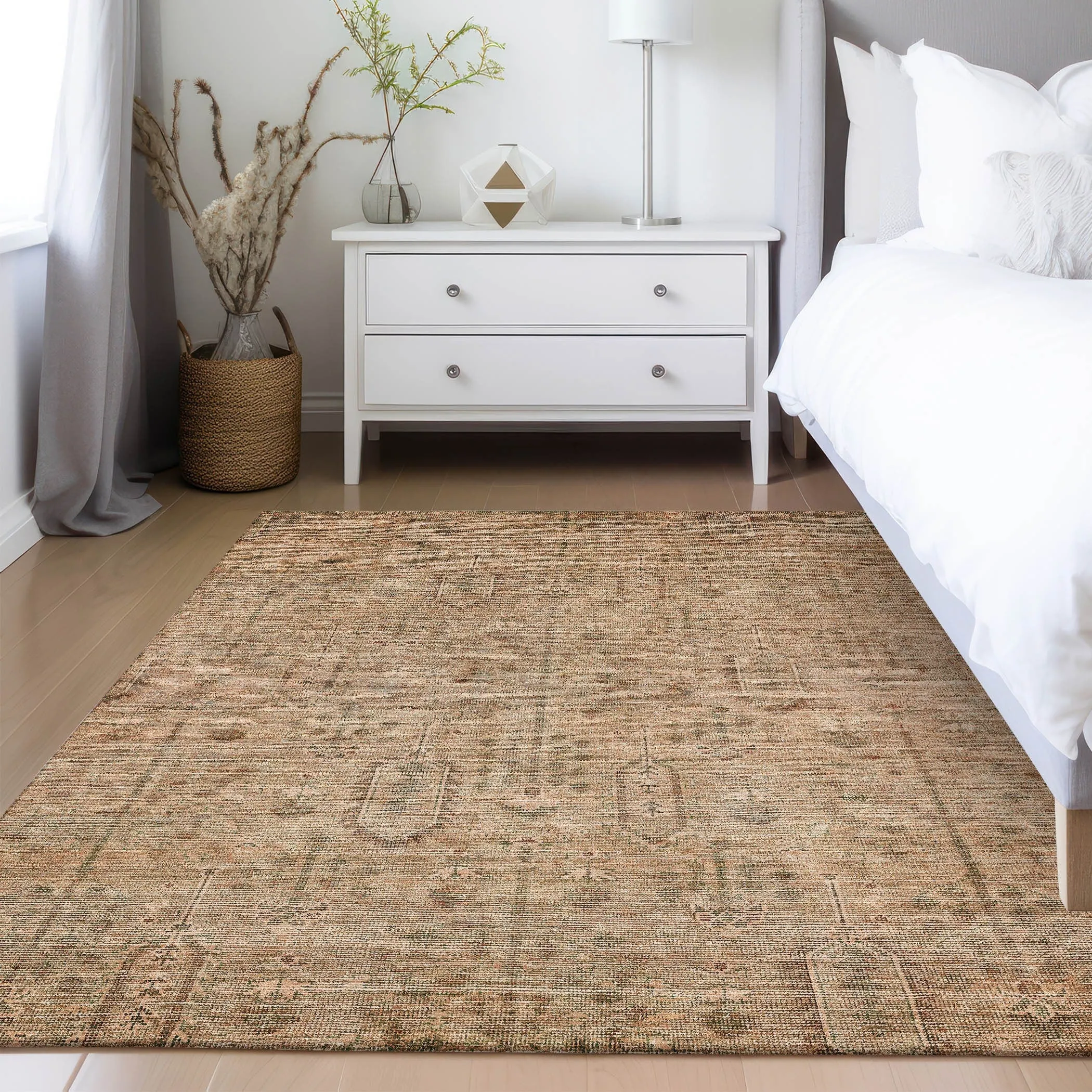 Machine Washable Indoor/ Outdoor Chantille Traditional Distressed Rug