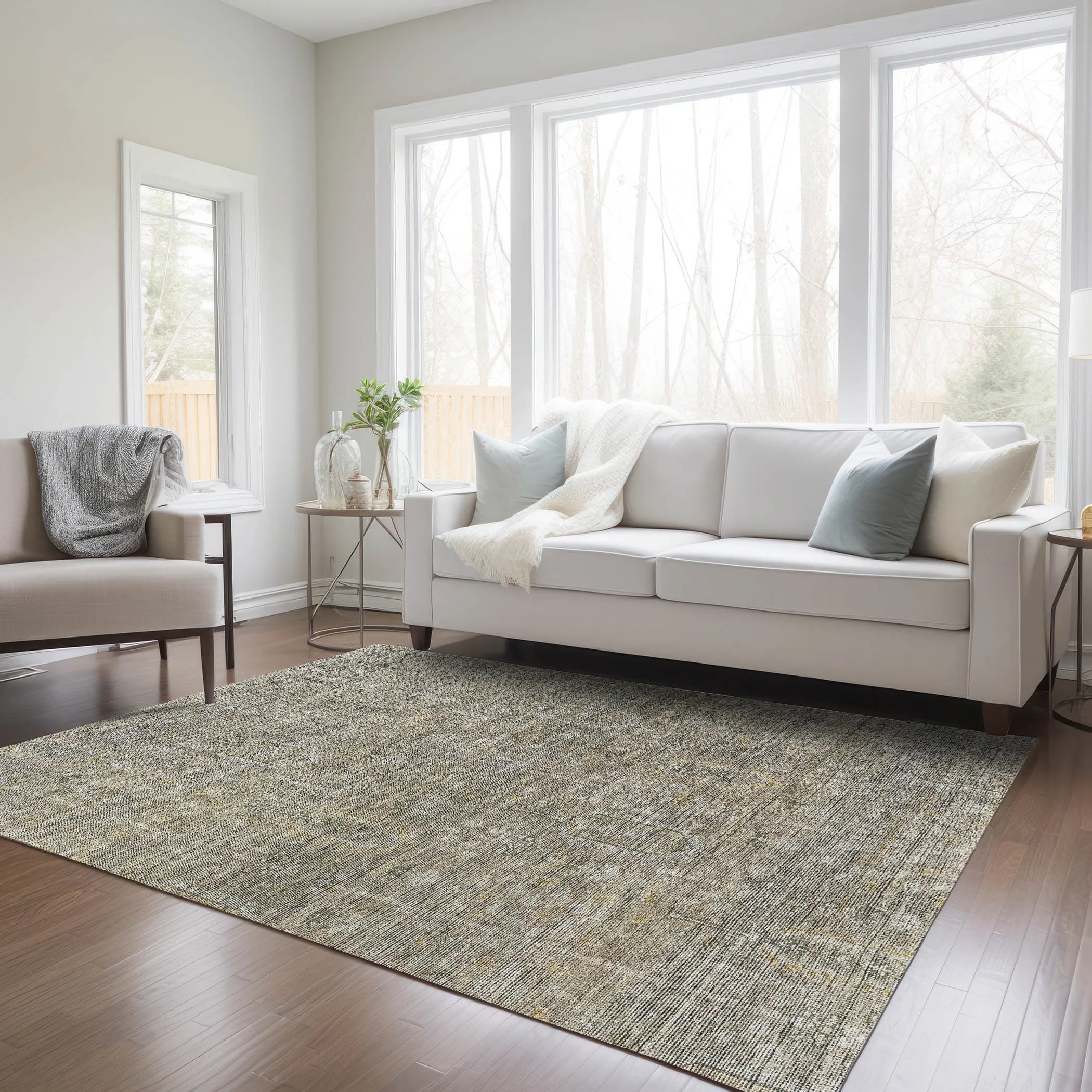 Machine Washable Indoor/ Outdoor Chantille Traditional Distressed Rug