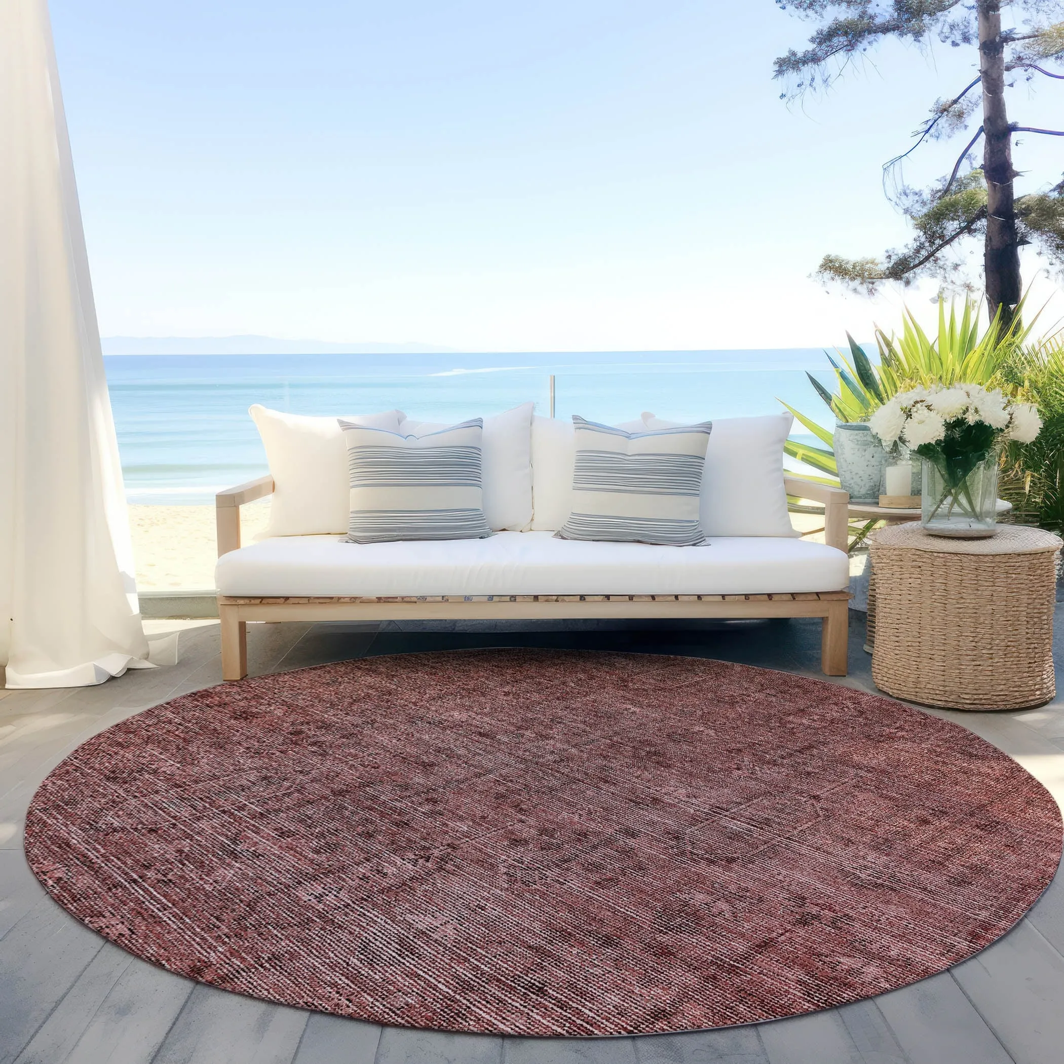 Machine Washable Indoor/ Outdoor Chantille Traditional Distressed Rug