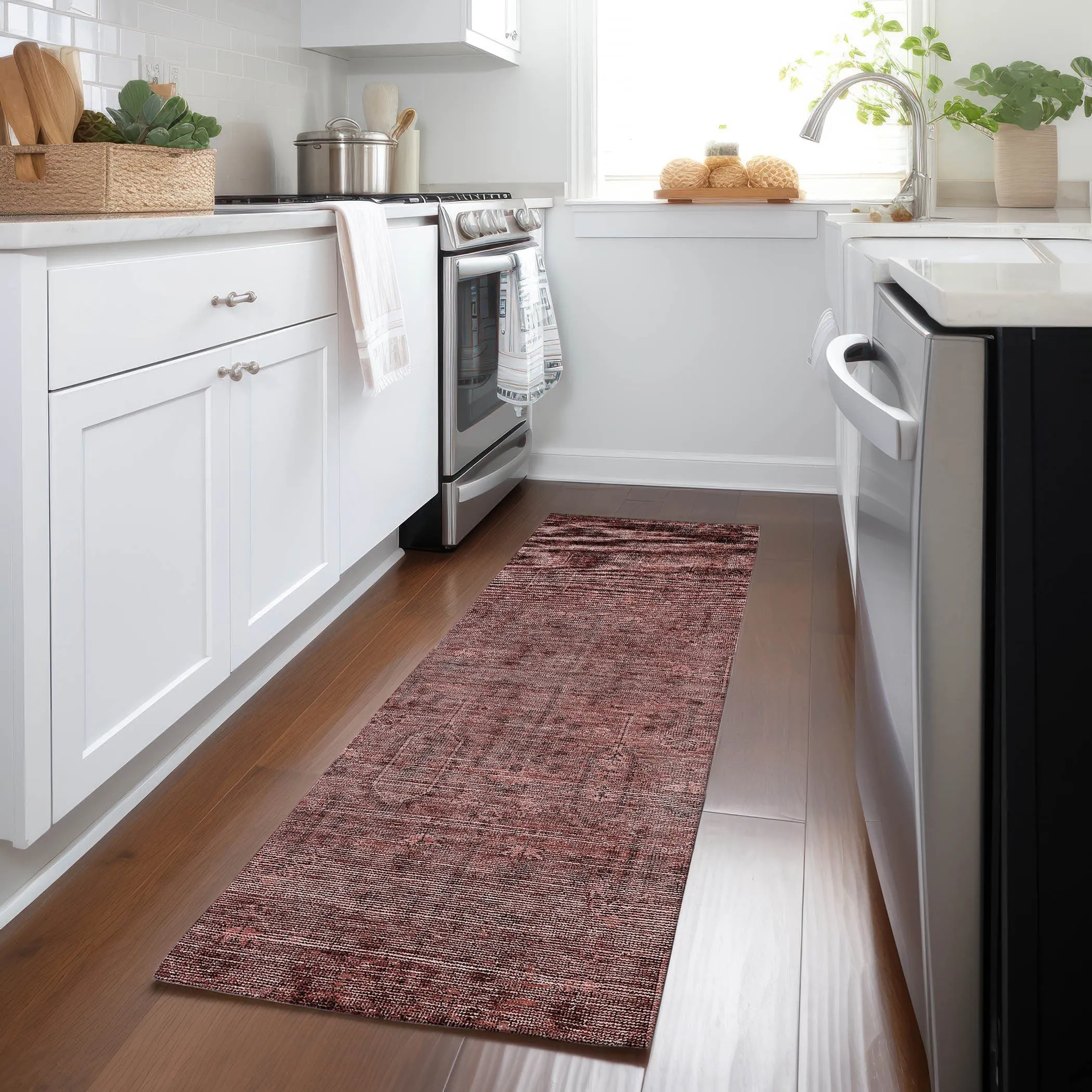 Machine Washable Indoor/ Outdoor Chantille Traditional Distressed Rug