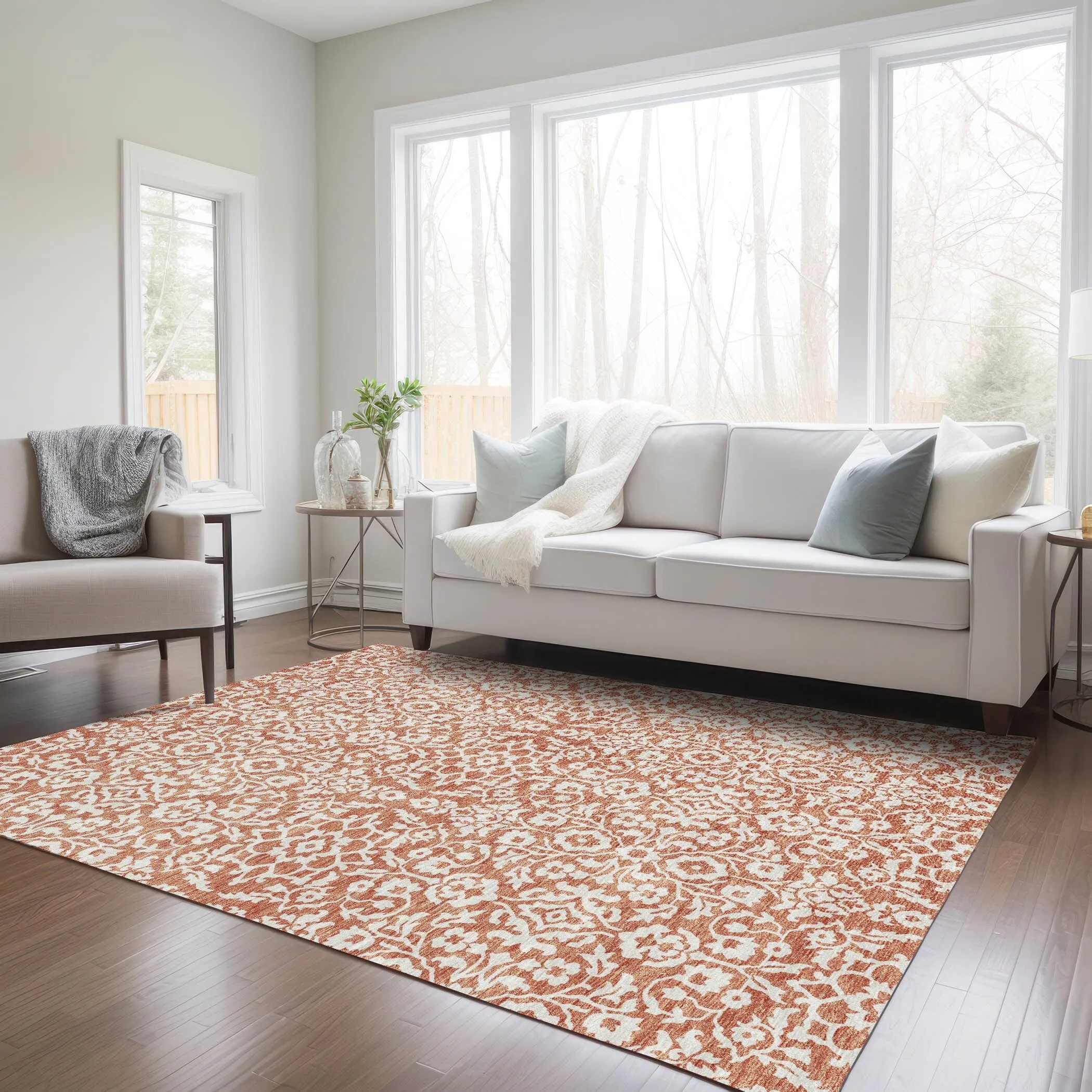 Machine Washable Indoor/ Outdoor Chantille Traditional Farmhouse Rug
