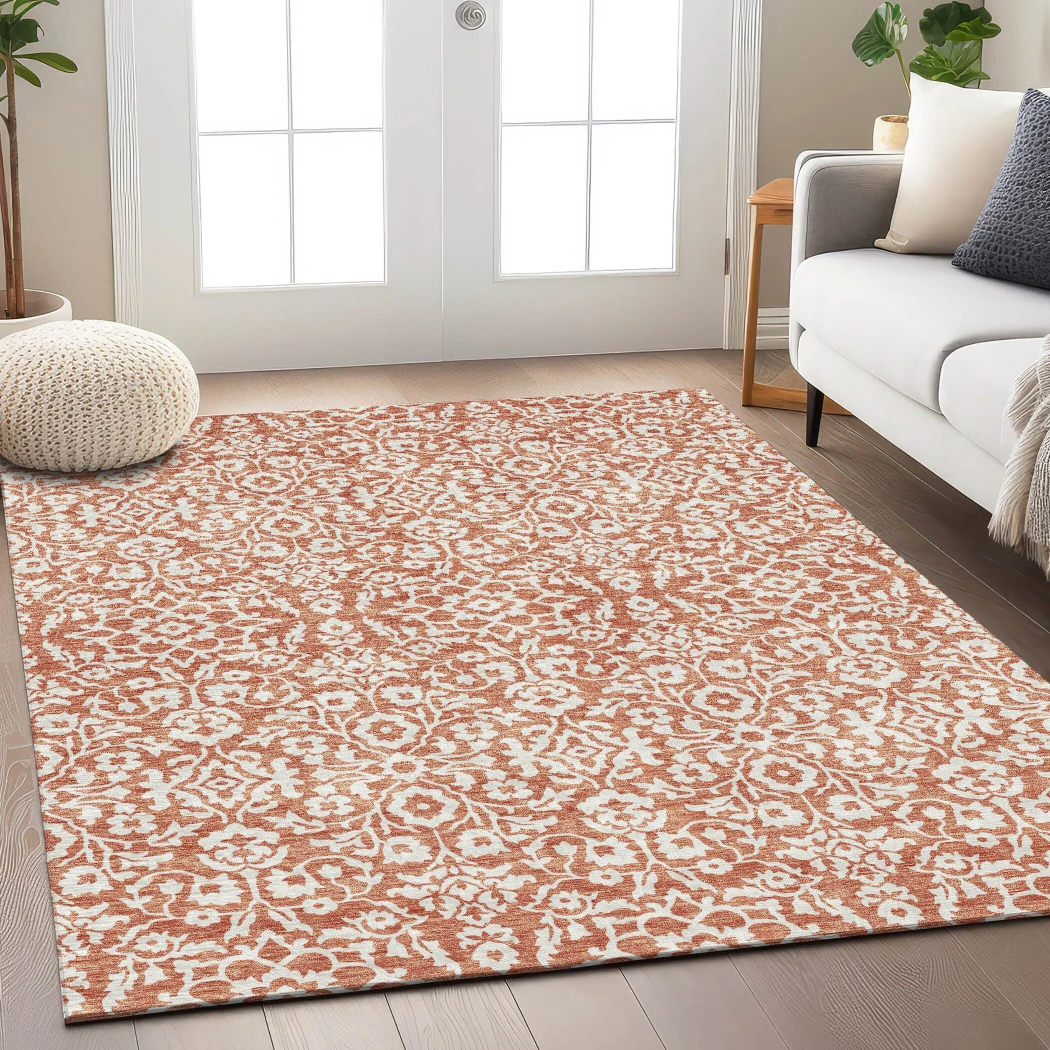 Machine Washable Indoor/ Outdoor Chantille Traditional Farmhouse Rug