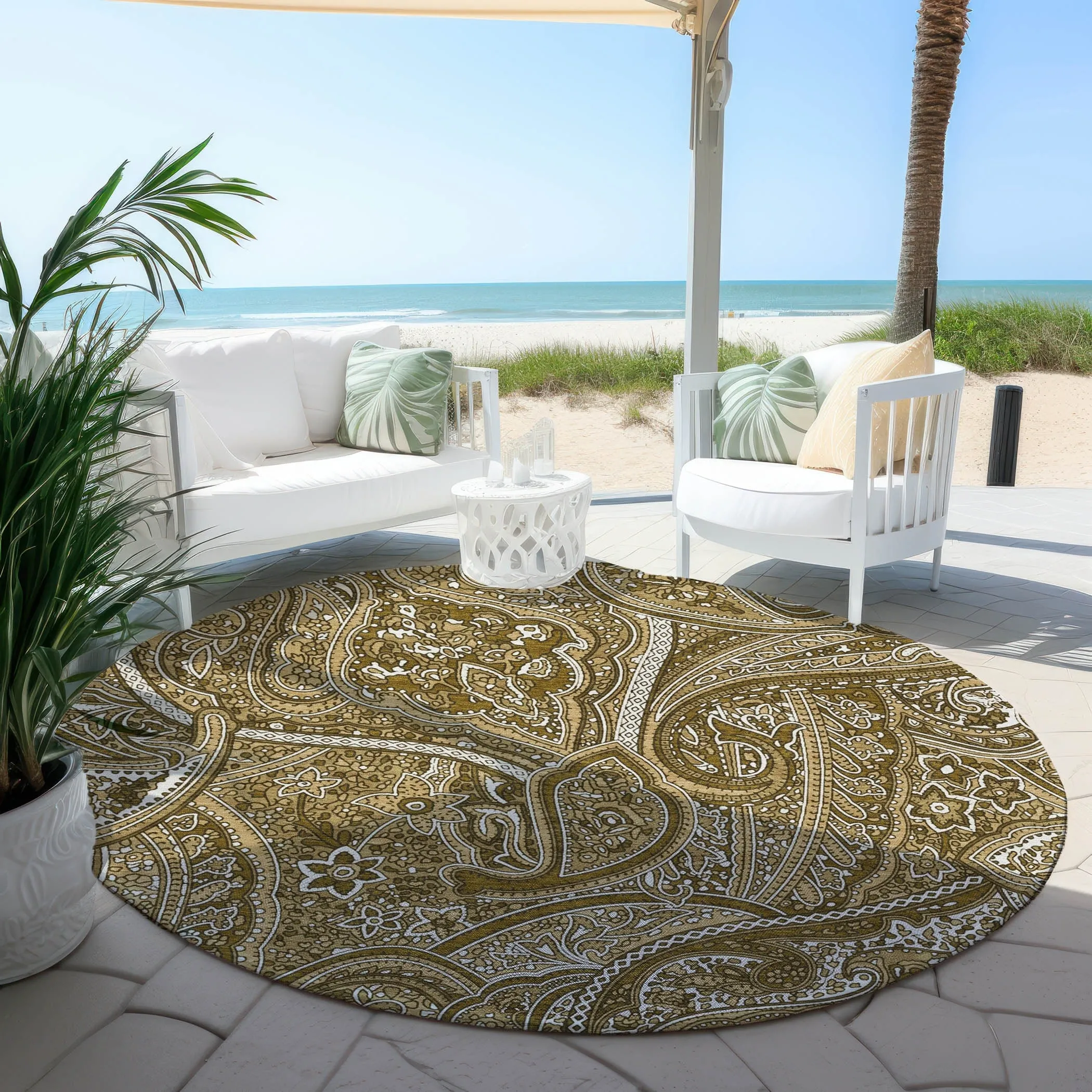 Machine Washable Indoor/ Outdoor Chantille Traditional Paisley Rug