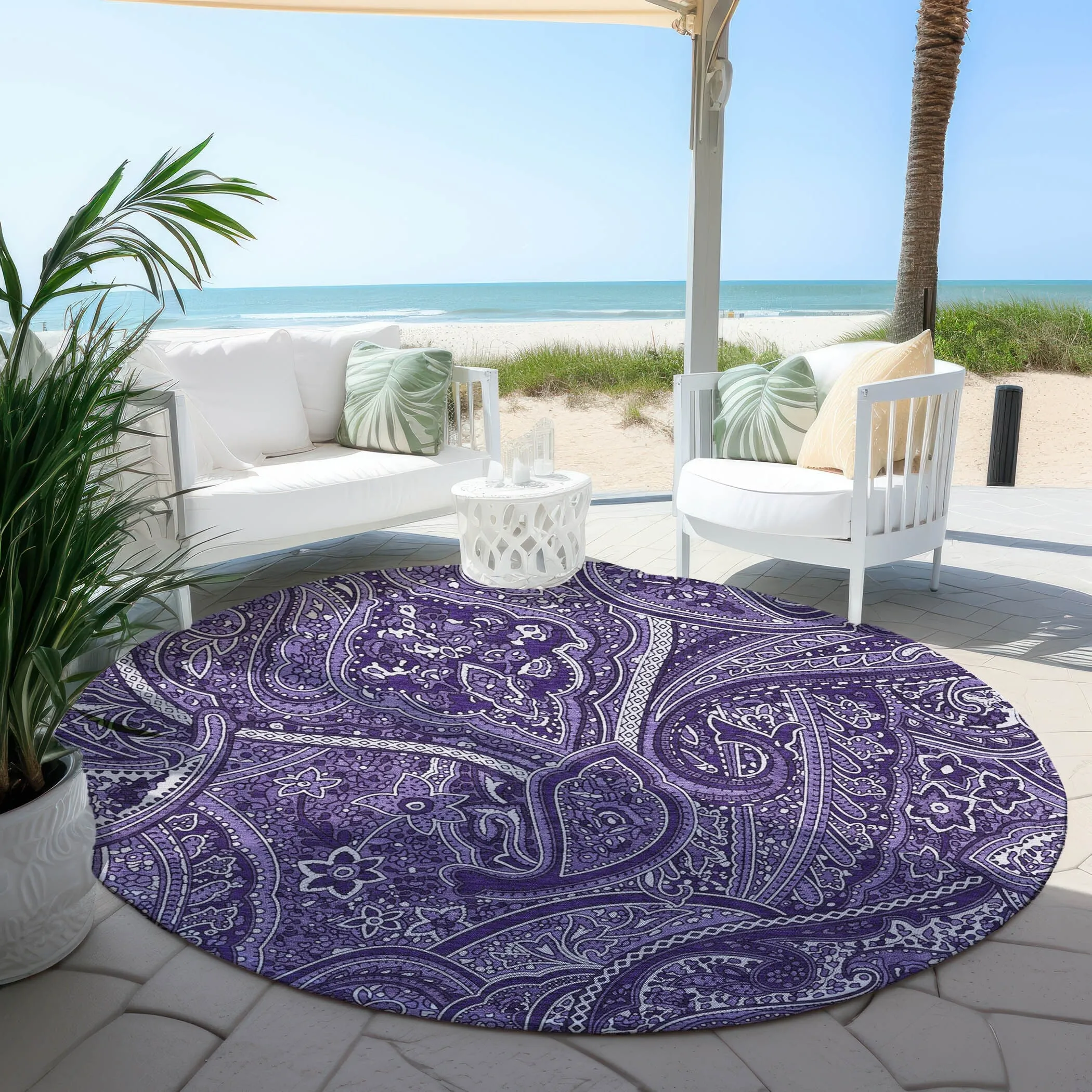 Machine Washable Indoor/ Outdoor Chantille Traditional Paisley Rug