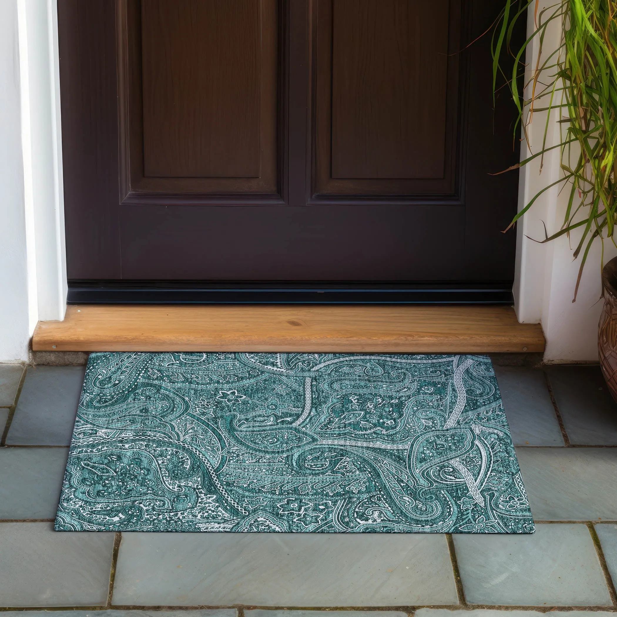 Machine Washable Indoor/ Outdoor Chantille Traditional Paisley Rug