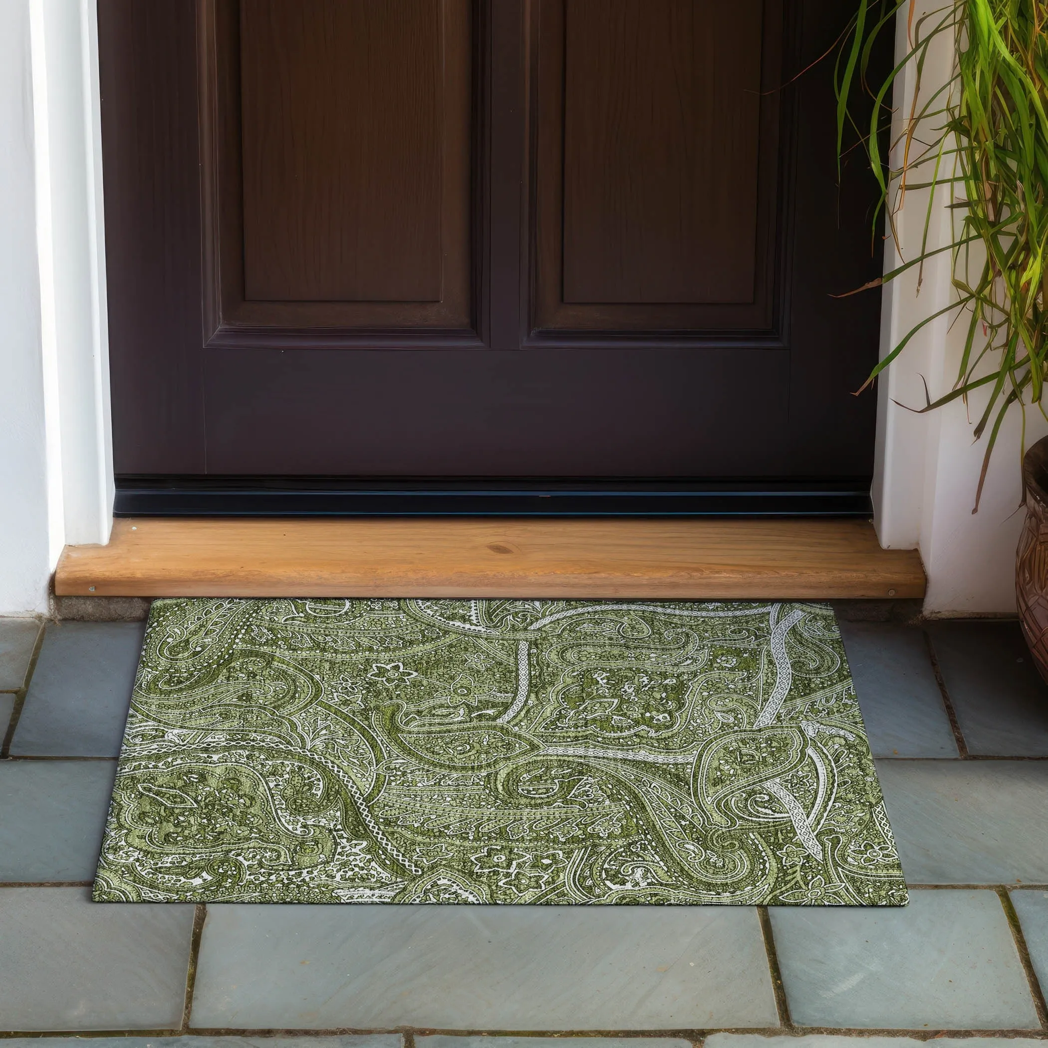 Machine Washable Indoor/ Outdoor Chantille Traditional Paisley Rug
